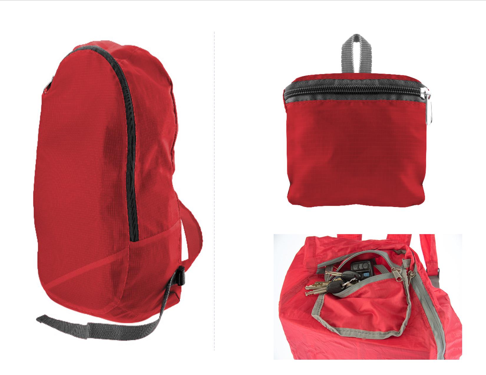 Red Water Resistant Collapsible Backpack Zipper Pocket Inside eBay