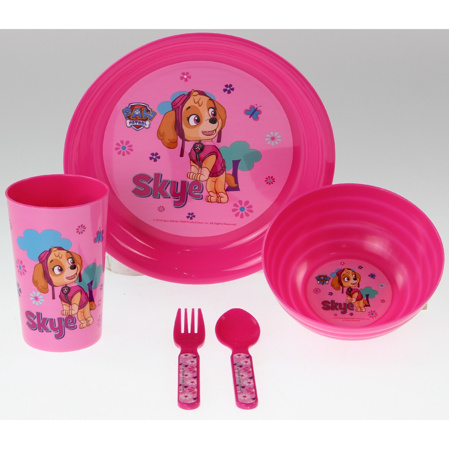 5pc Kids Boys Girls Childrens Plate Bowl Cup Spoon Fork Lunch Dinner