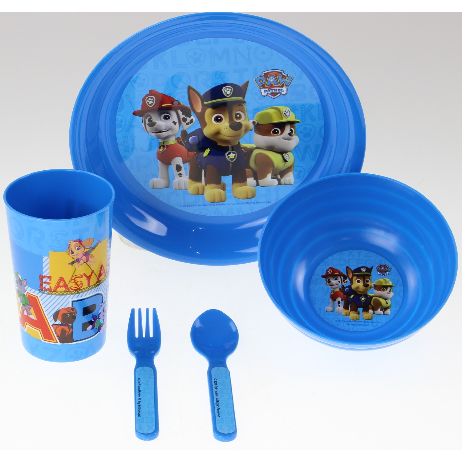 5pc Kids Boys Girls Childrens Plate Bowl Cup Spoon Fork Lunch Dinner