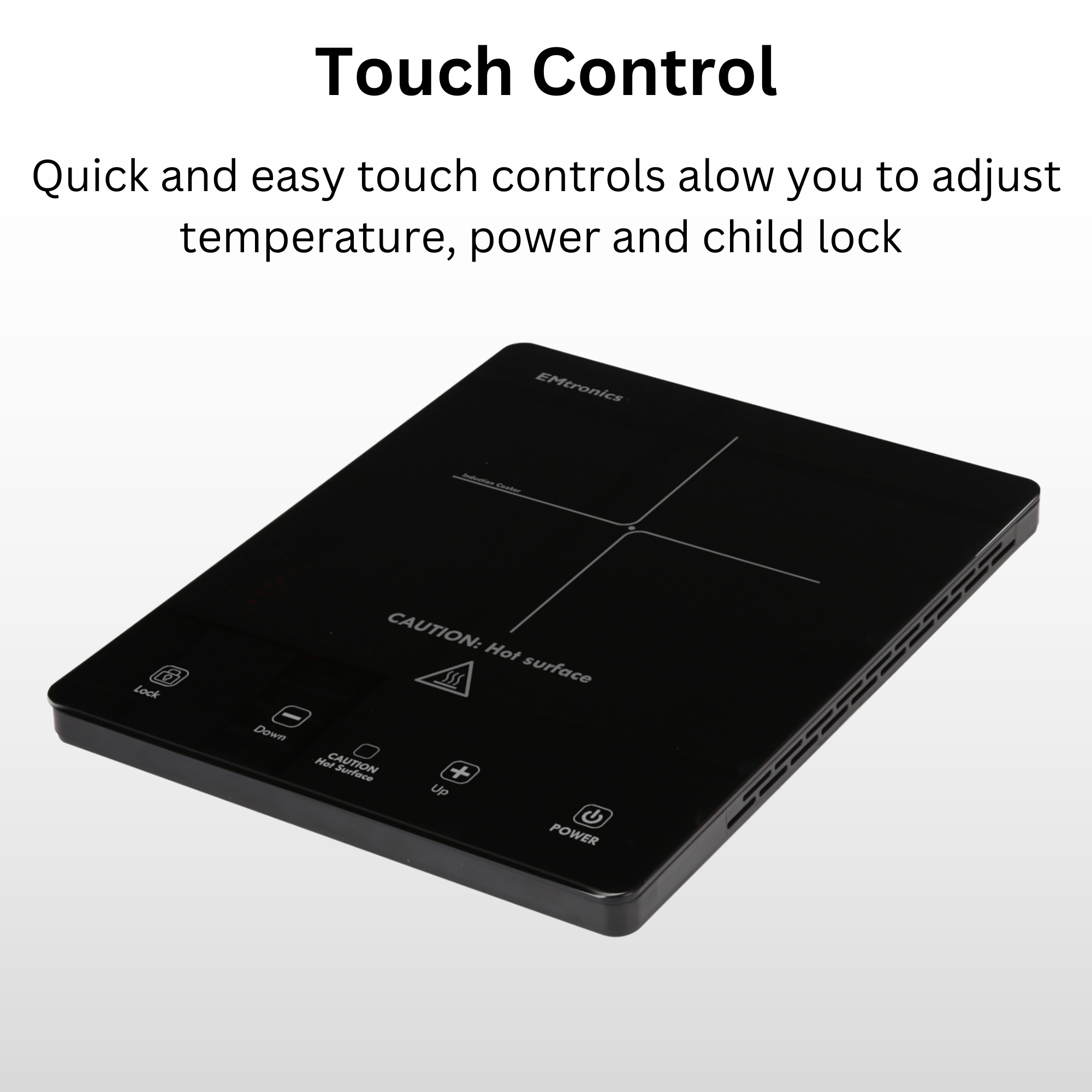 EMtronics Portable Hot Plate Induction Hob with Temperature Control - Black - Picture 9 of 11