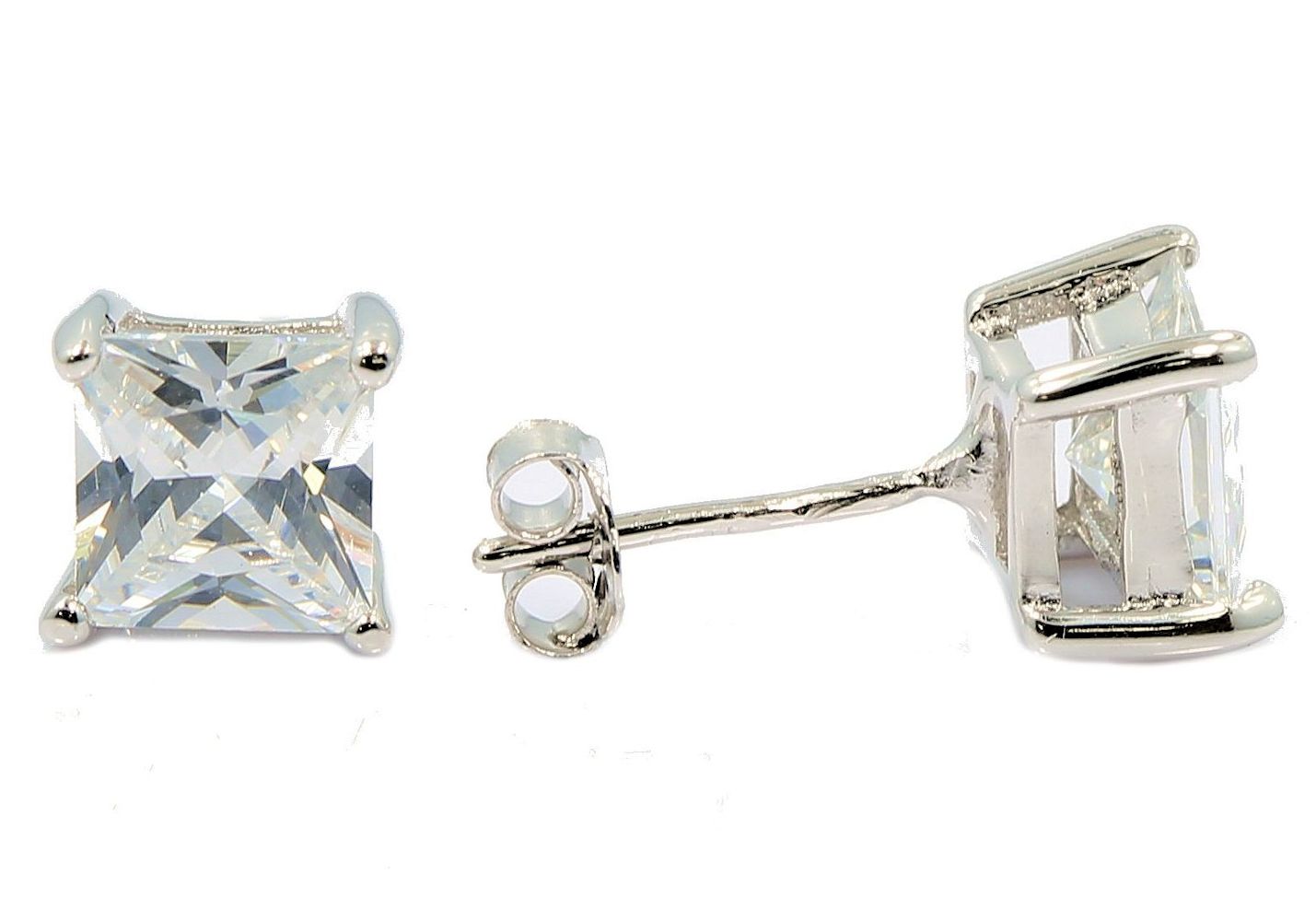 1 CT 6.5mm HEART CZ STUD EARRINGS IN .925 STERLING SILVER