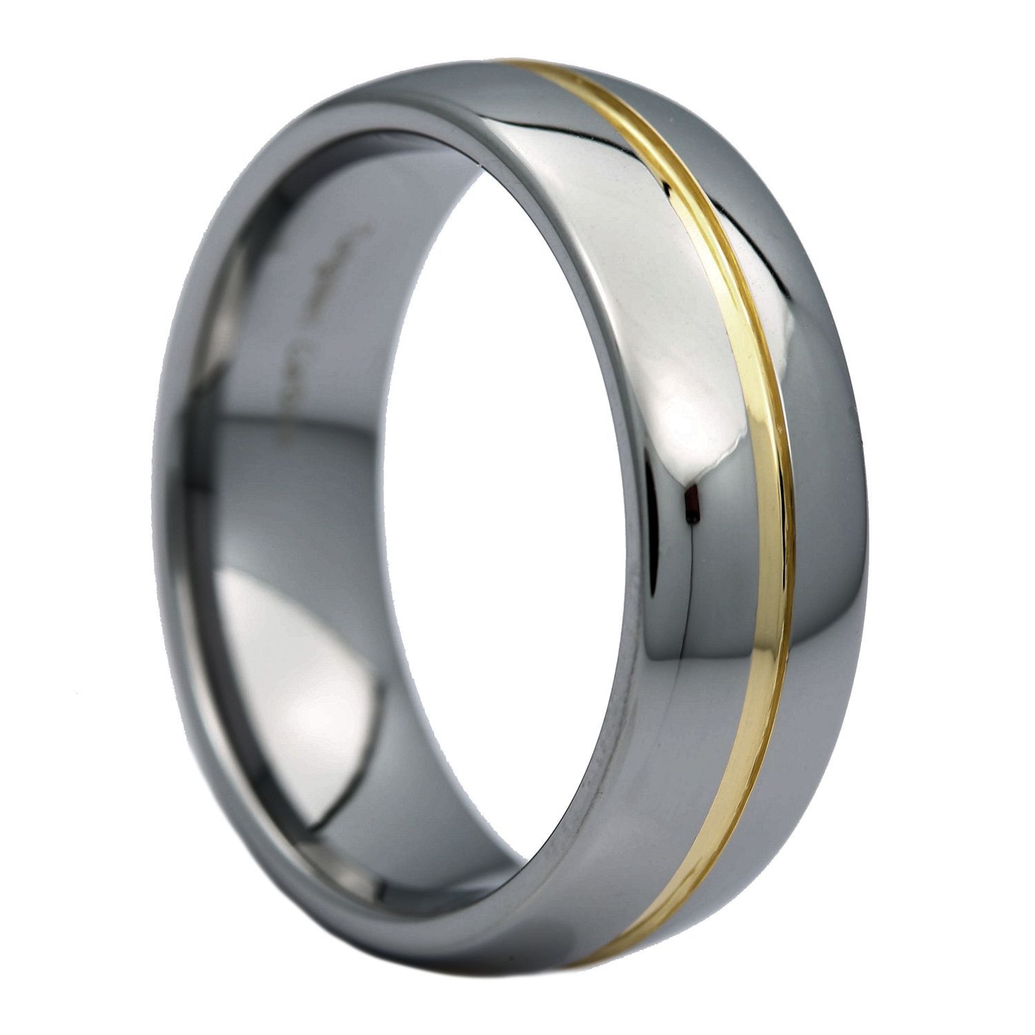 Tungsten 6mm Yellow Gold Plated Center Wedding Band