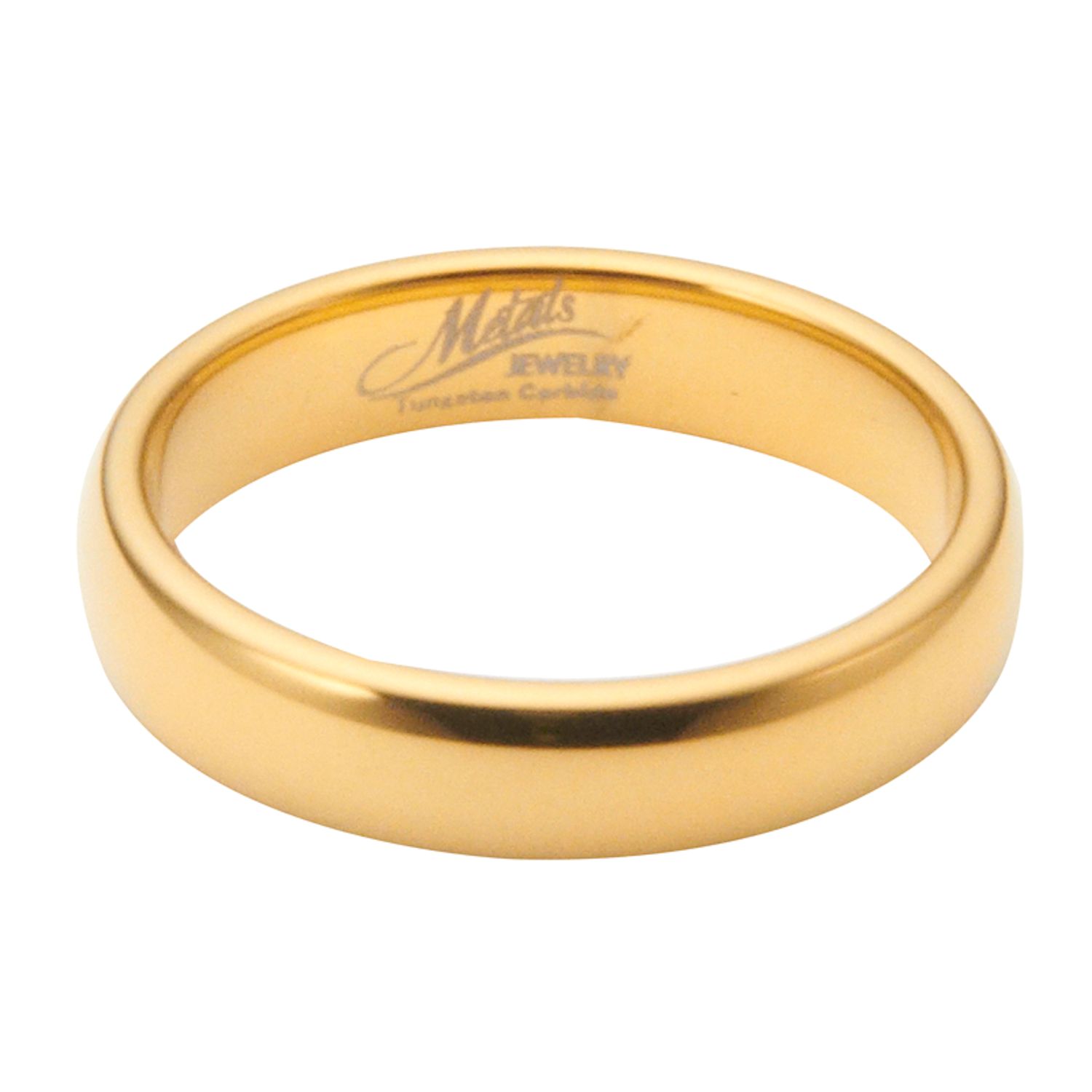 4mm Gold Plated Polished Tungsten Carbide Wedding Ring Classic Half
