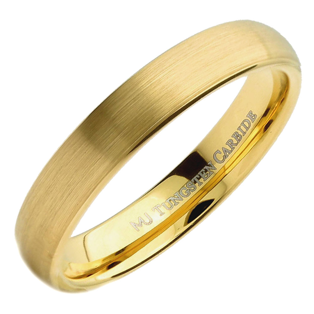 Tungsten Carbide Wedding Ring Domed with Gold Finish Plating 6mm Band