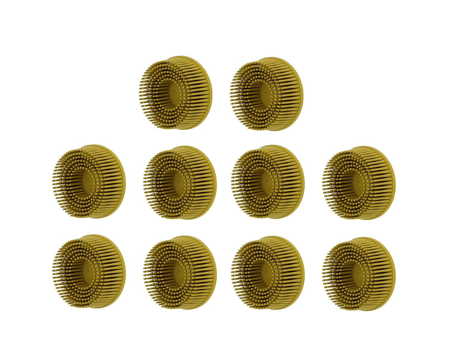 3M ScotchBrite Roloc 18732 2 Inch Bristle Discs, 80 Grit, Yellow, 10