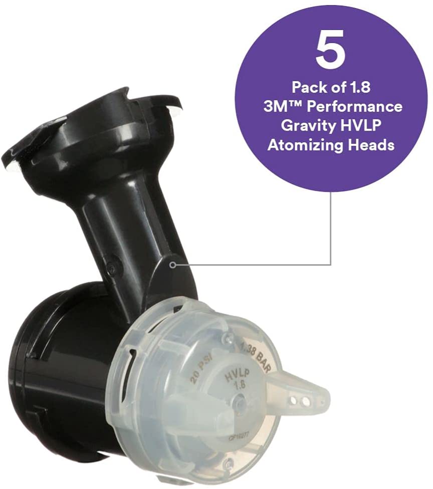 3M Performance Gravity HVLP Atomizing Head Refill Kit, 26718, Size 1.8, Clear
