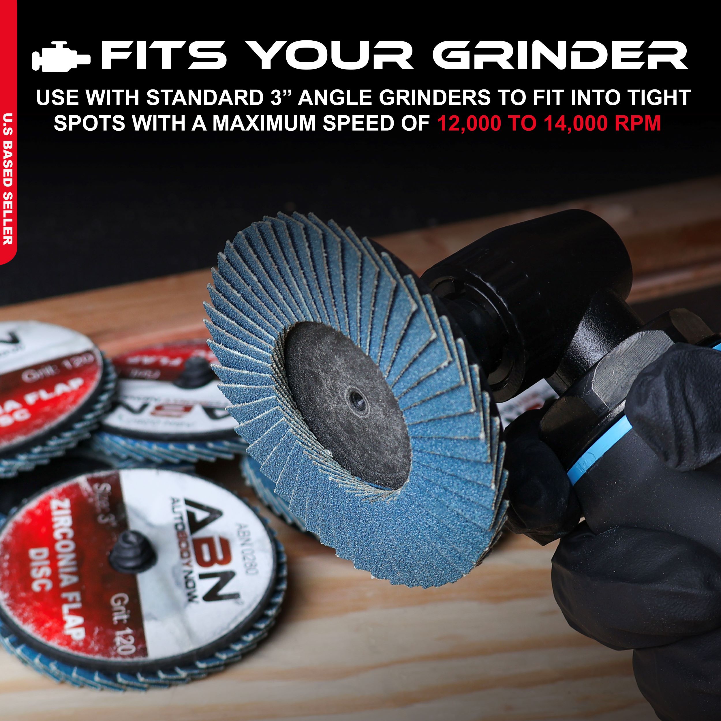 ABN 3” 120 Grit Zirconia Alumina Flat Flap Disc Roloc Lock Grinding