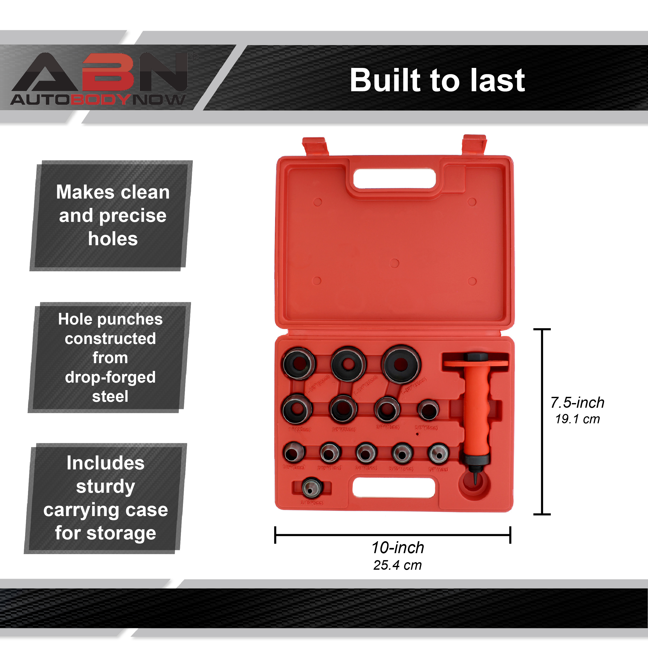 ABN Hollow Punch Hole Punch Set Gasket Punch Set 3/16” to 13/8” Inch
