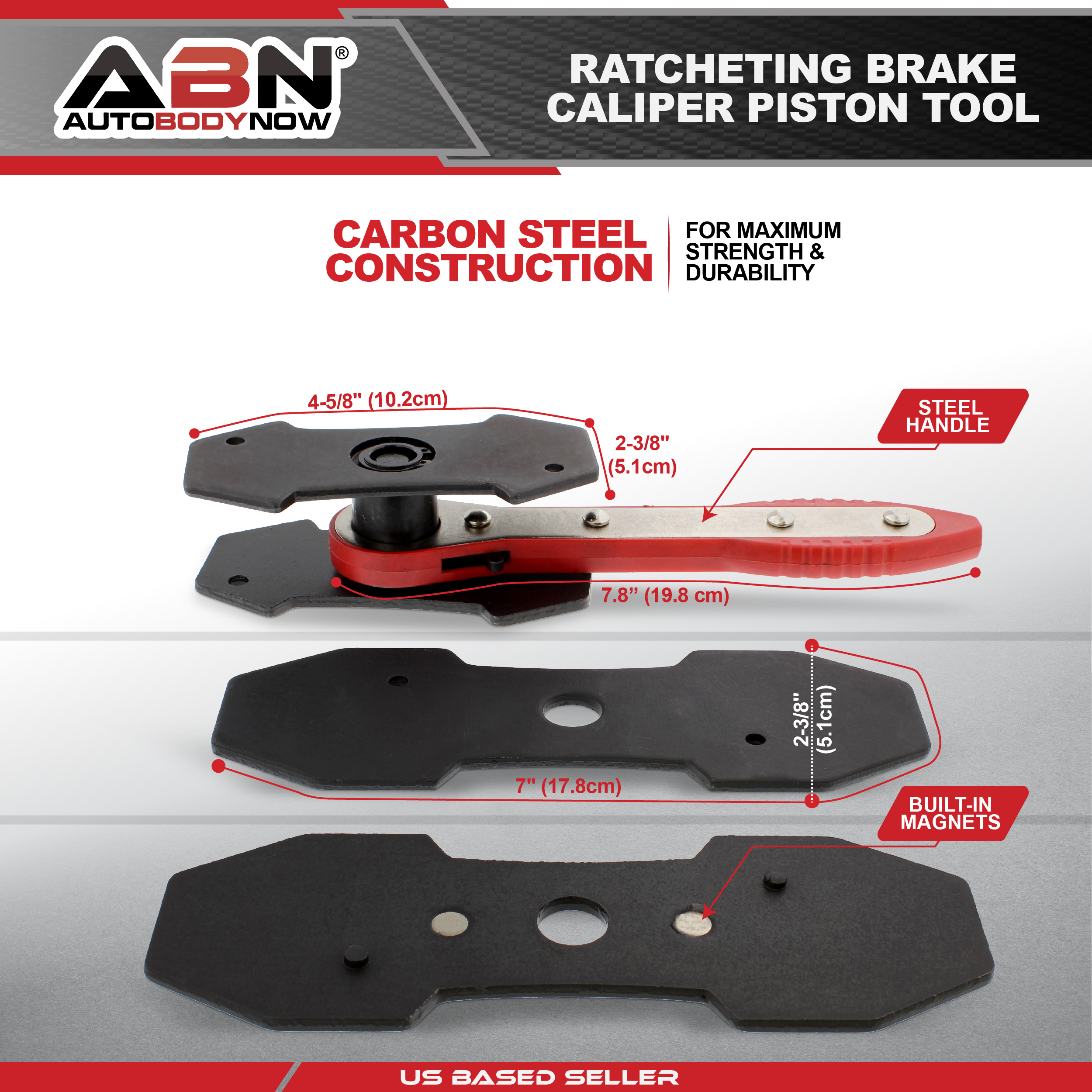 ABN Ratcheting Caliper Piston Tool 4 in 1 Disc Brake Caliper