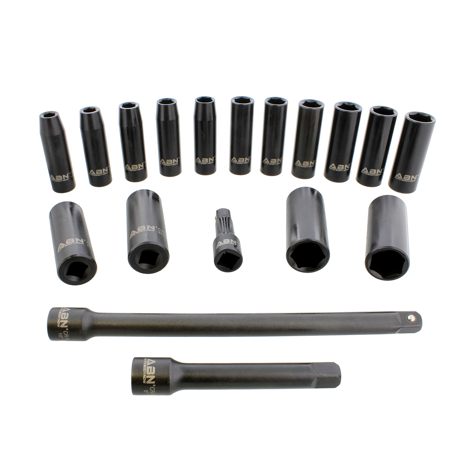 ABN Impact Socket Set 18 Pc 1/2 Inch Deep Sockets and Extension