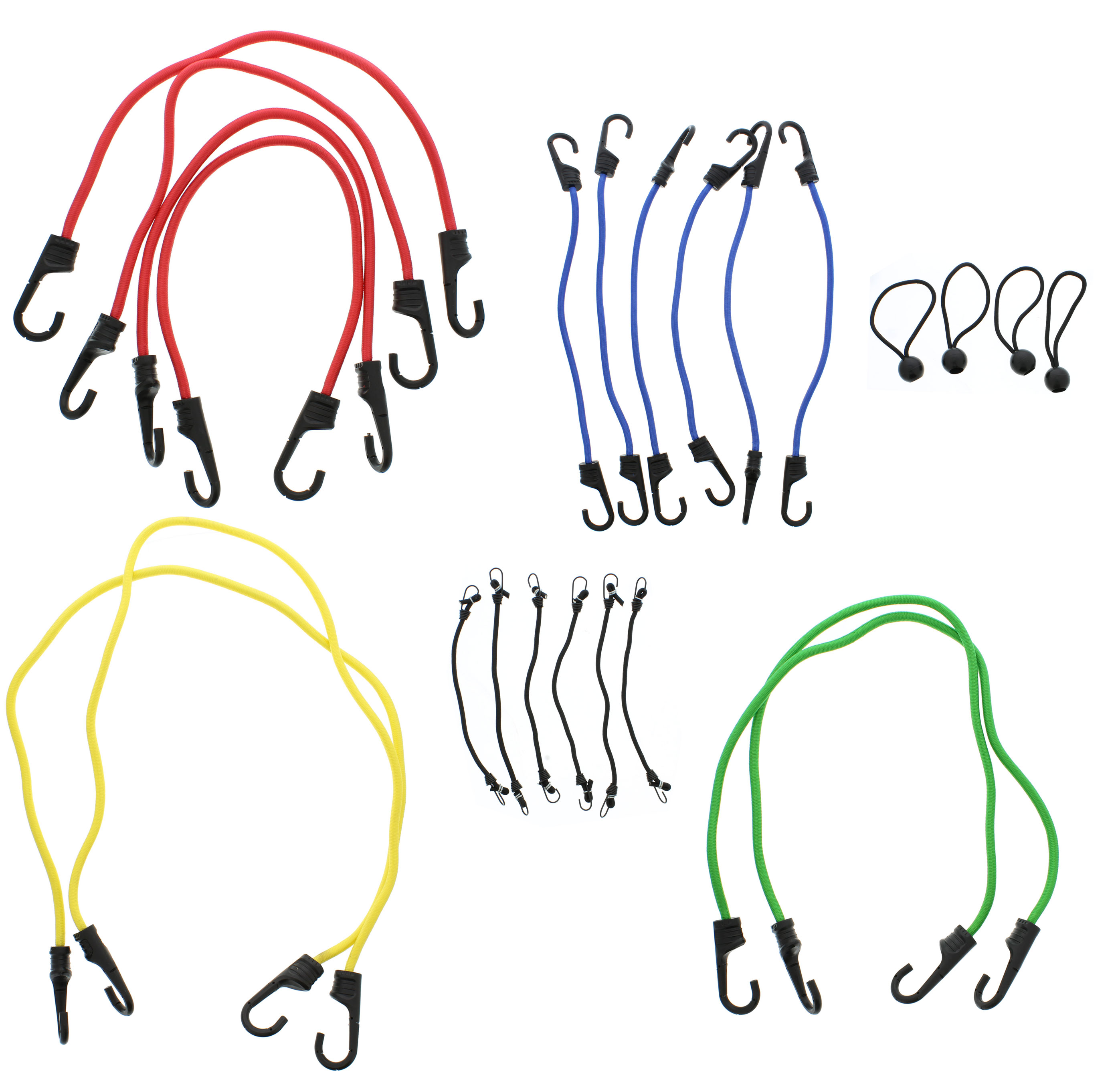ABN Heavy Duty Assortment Bungee Cords & Ties, 10, 18, 24, 32 & 40Inch