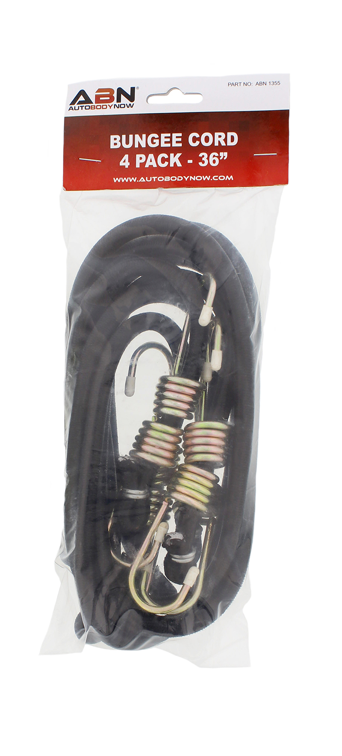 ABN Bungee Cords with Hooks 36” Inch Black Bungee Strap Set, 4 Pack