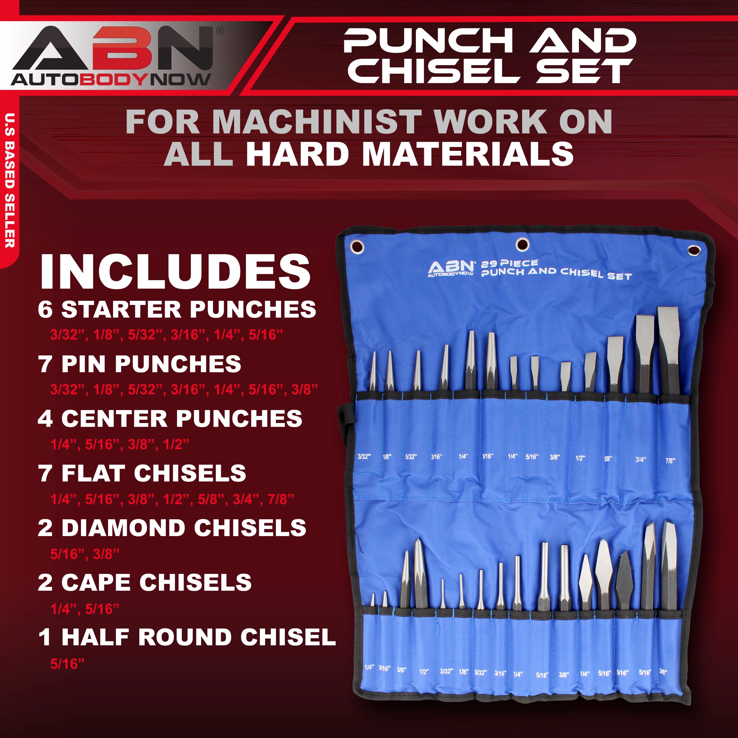 ABN Cold Chisel Set Automotive Punch Tool Kit 29Piece Punch Chisel