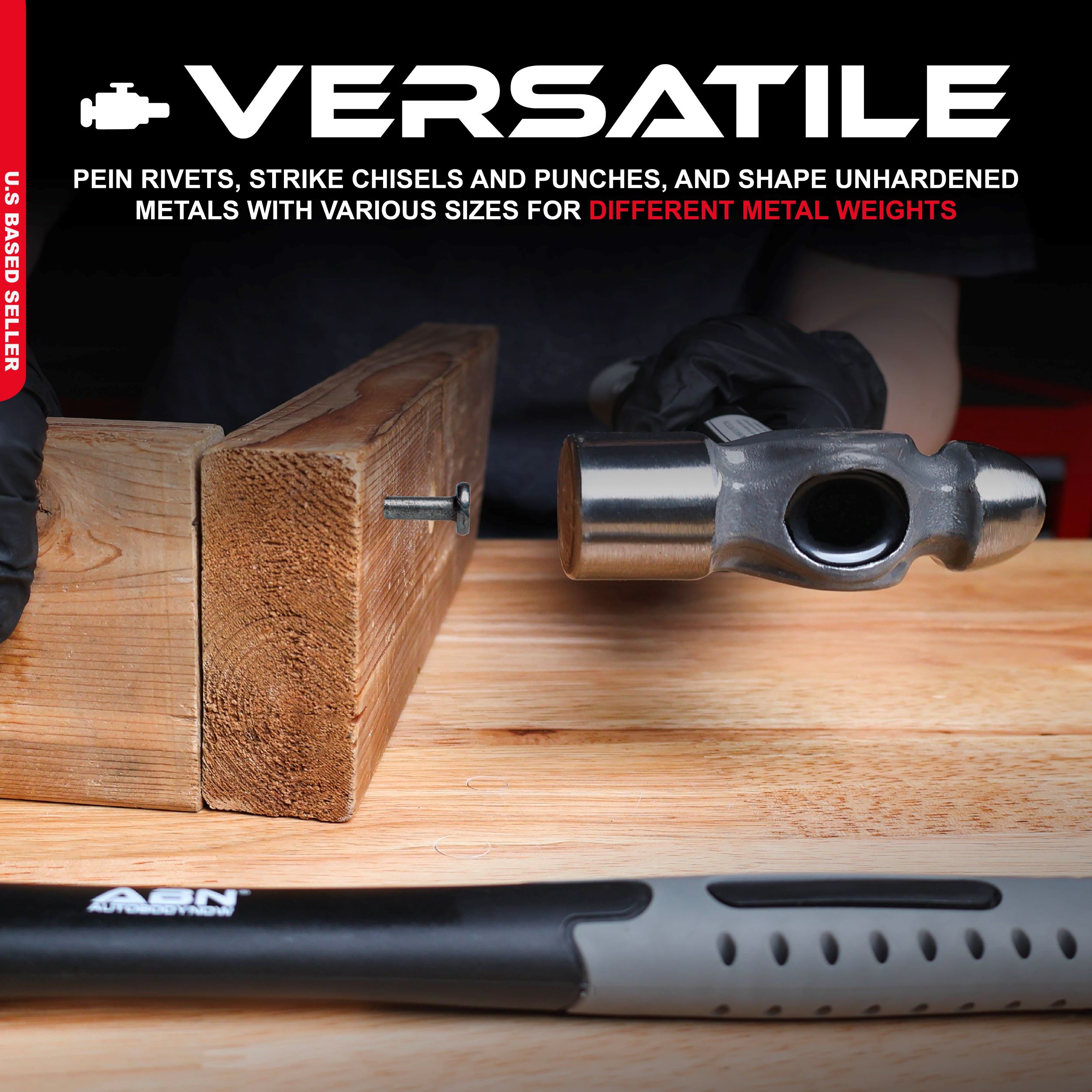 ABN Ball Pein Hammer 5pc Set 8 to 32 oz Ounce Fiberglass for Metal