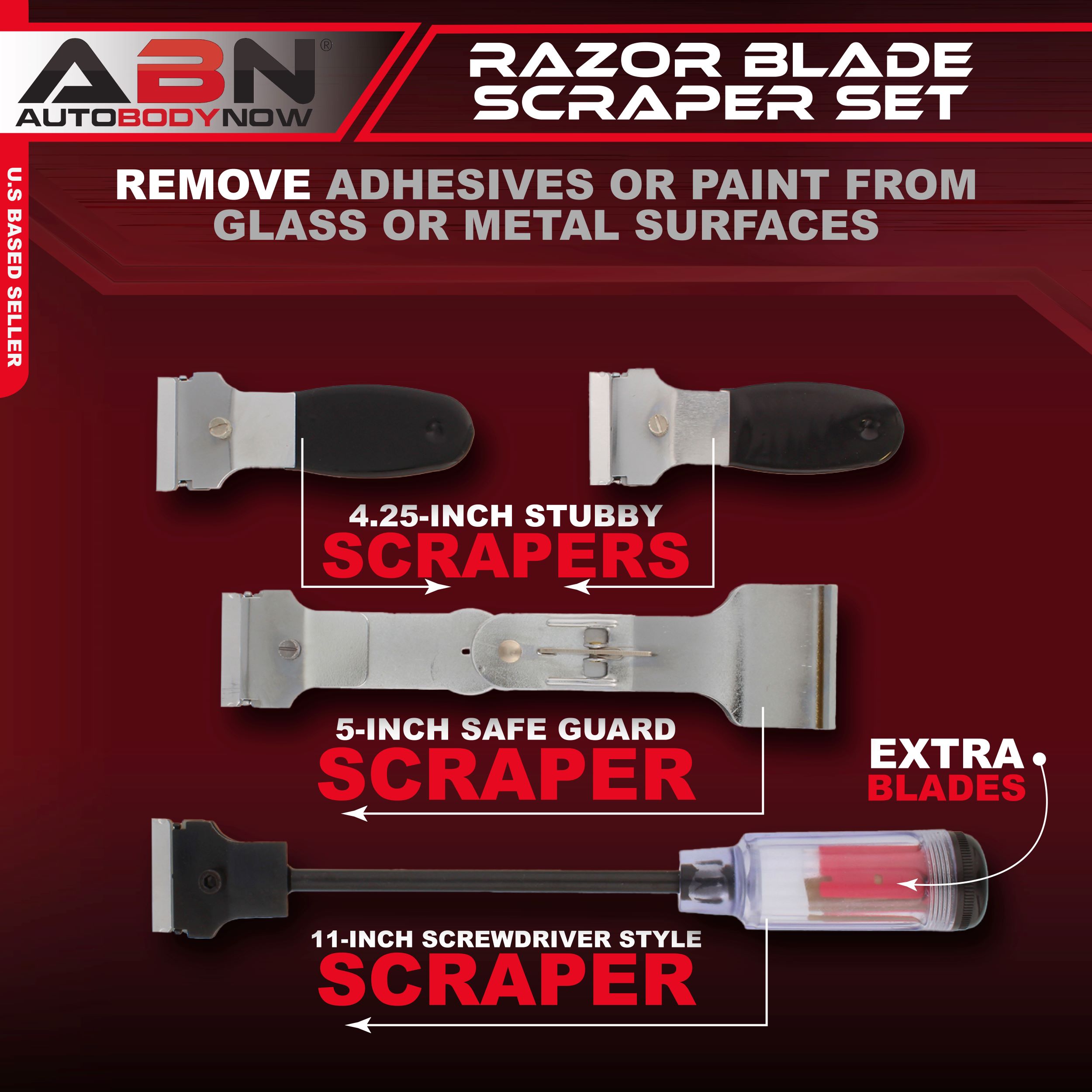 ABN Razor Scraper & Replacement Blade Set – Car Window Adhesive Decal
