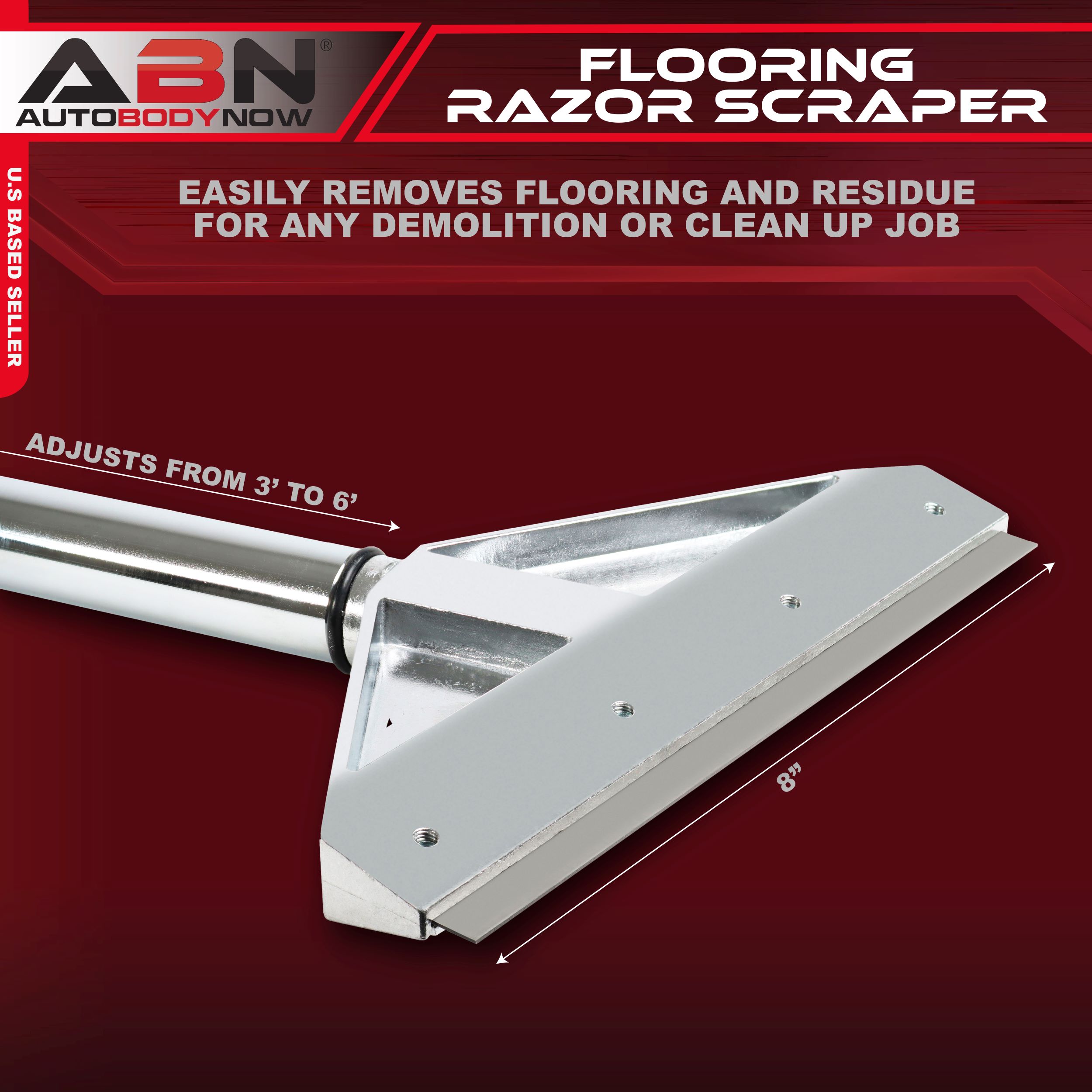 ABN Floor Razor Scraper 8” Inch Telescoping Flooring Demo Razor Blade