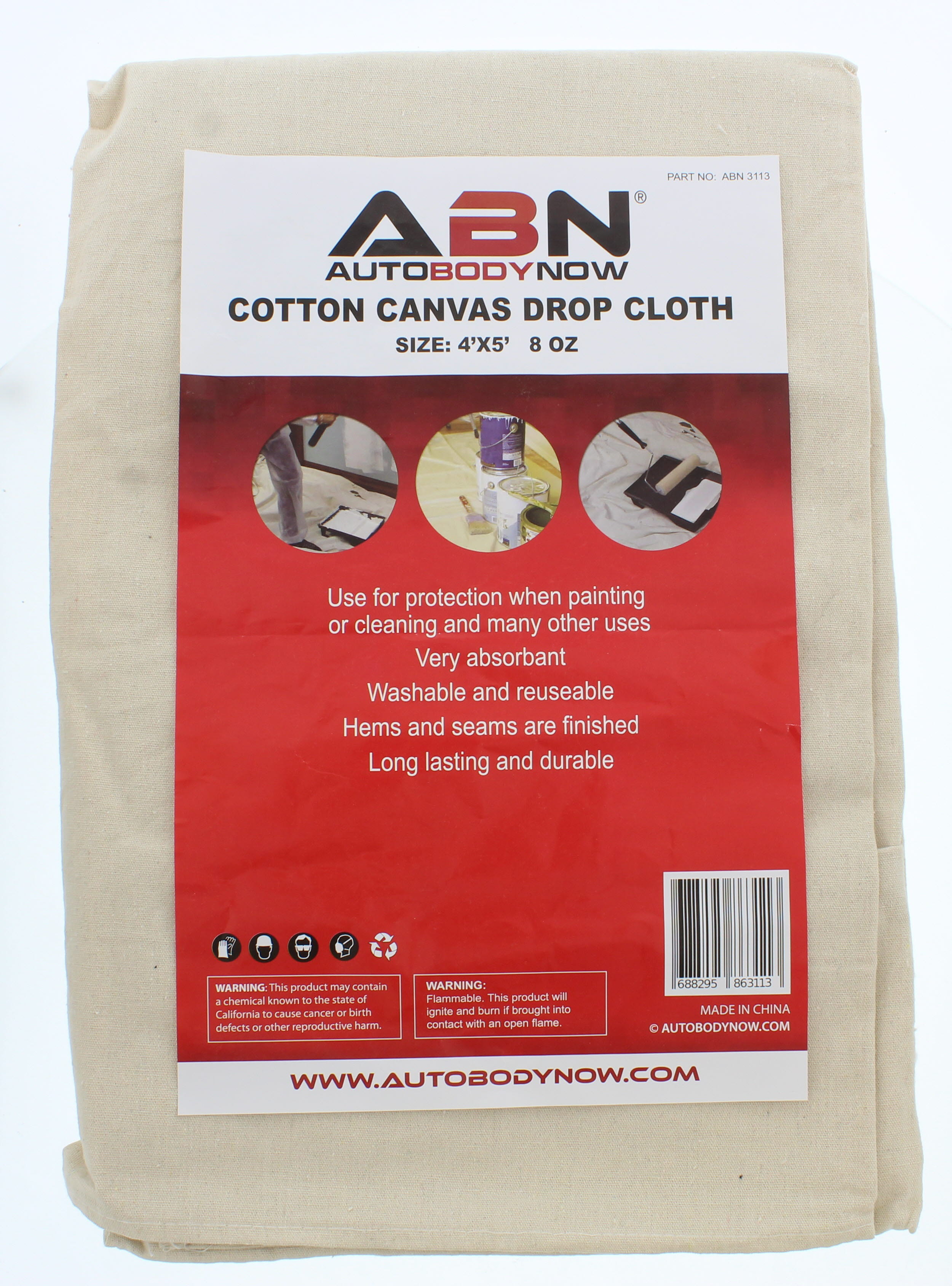 ABN Canvas Drop Cloths 4 by 5 Ft Painters Drop Cloth Runner Floor