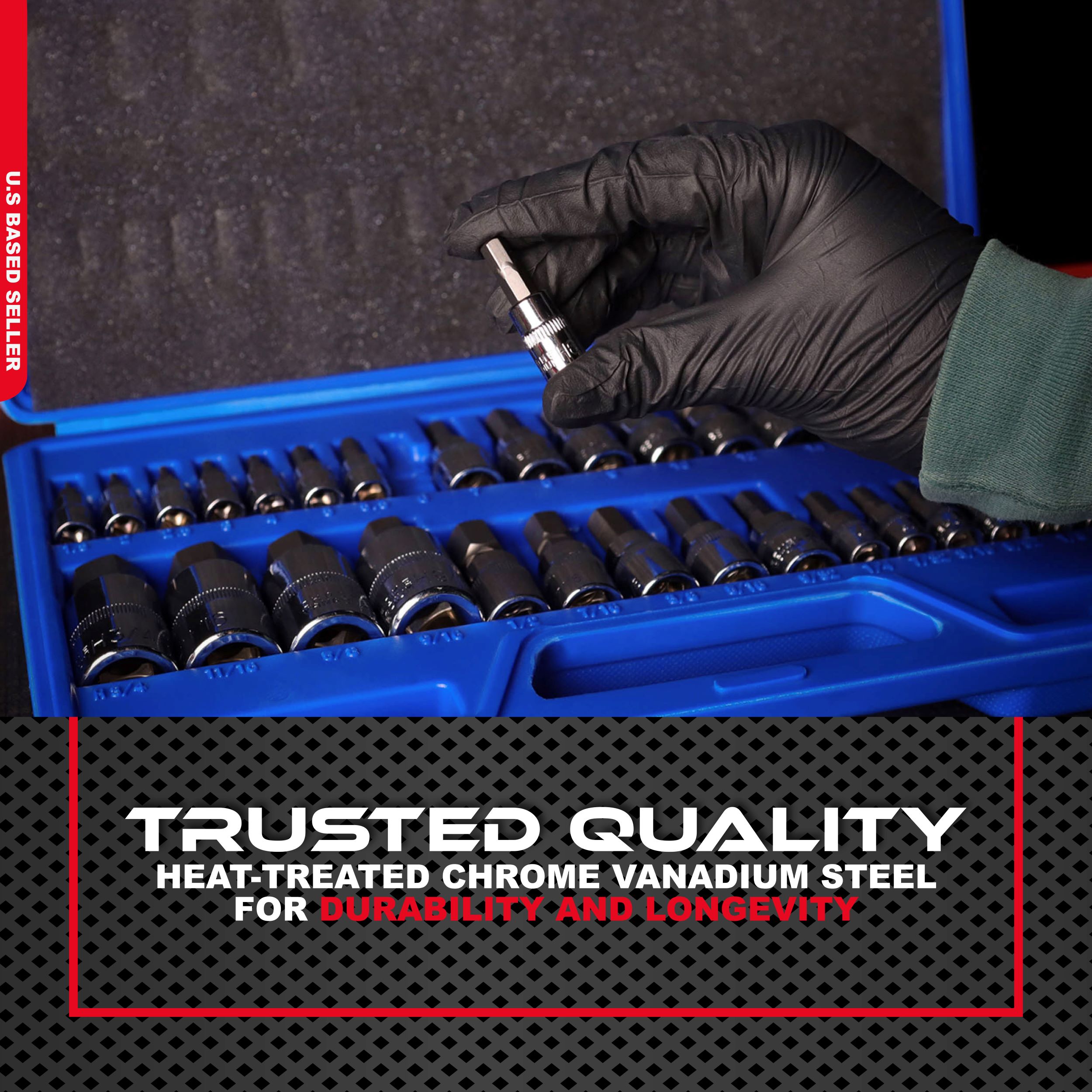 ABN 34 Piece Allen Socket Set SAE and Metric Hex Bit Set 3/8, 1/4, 1/2 ...