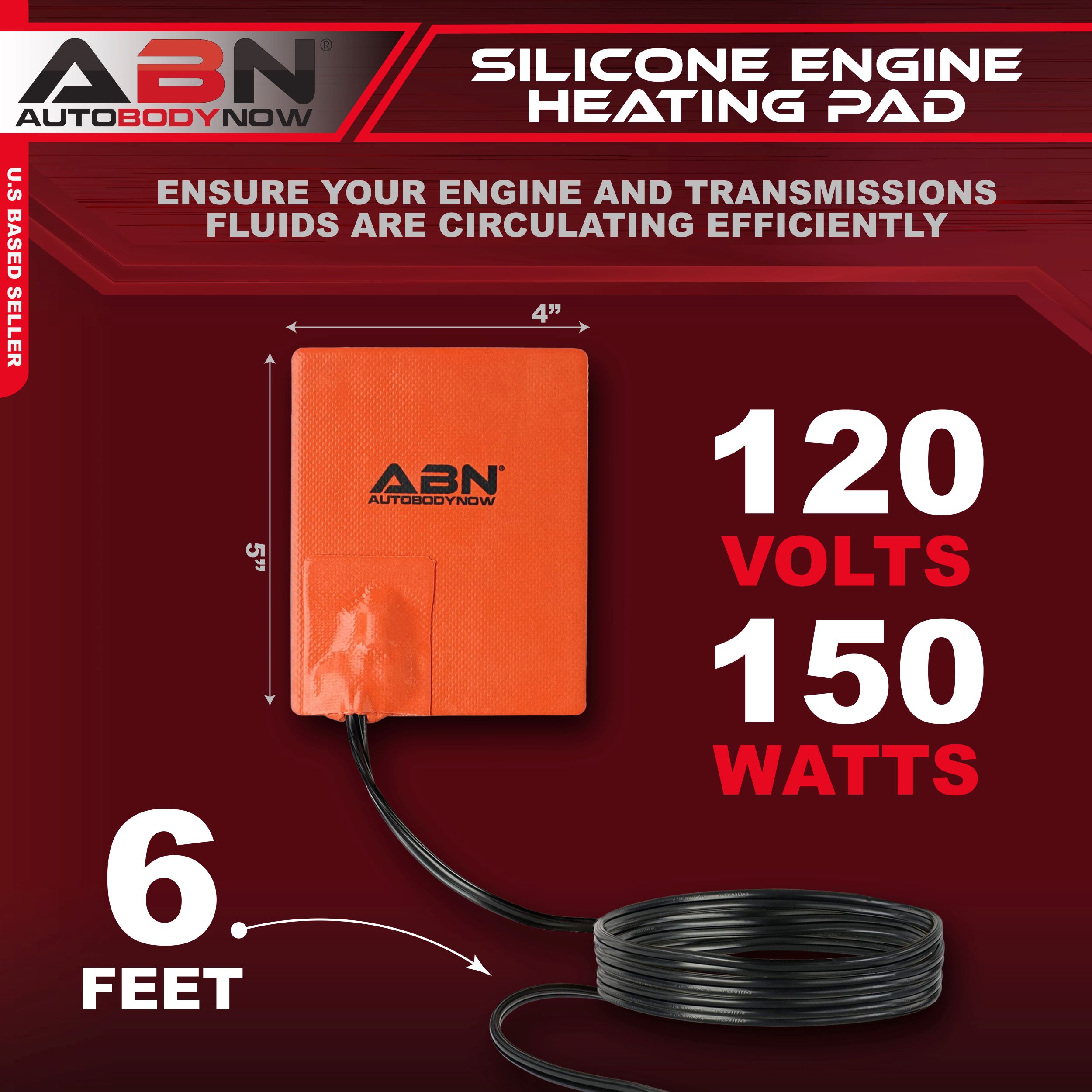 ABN Silicone Heating Pad 120V 4 x 5 Inch Universal Engine Heater Pad, 150W eBay