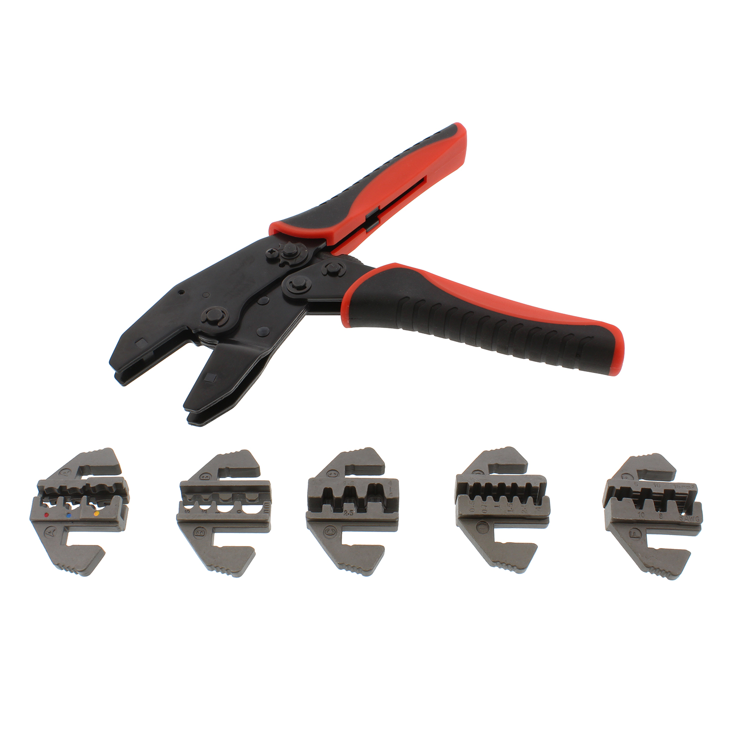 ABN QuickChange Ratchet Crimper Pliers & Die 6Piece Crimping Tool Kit