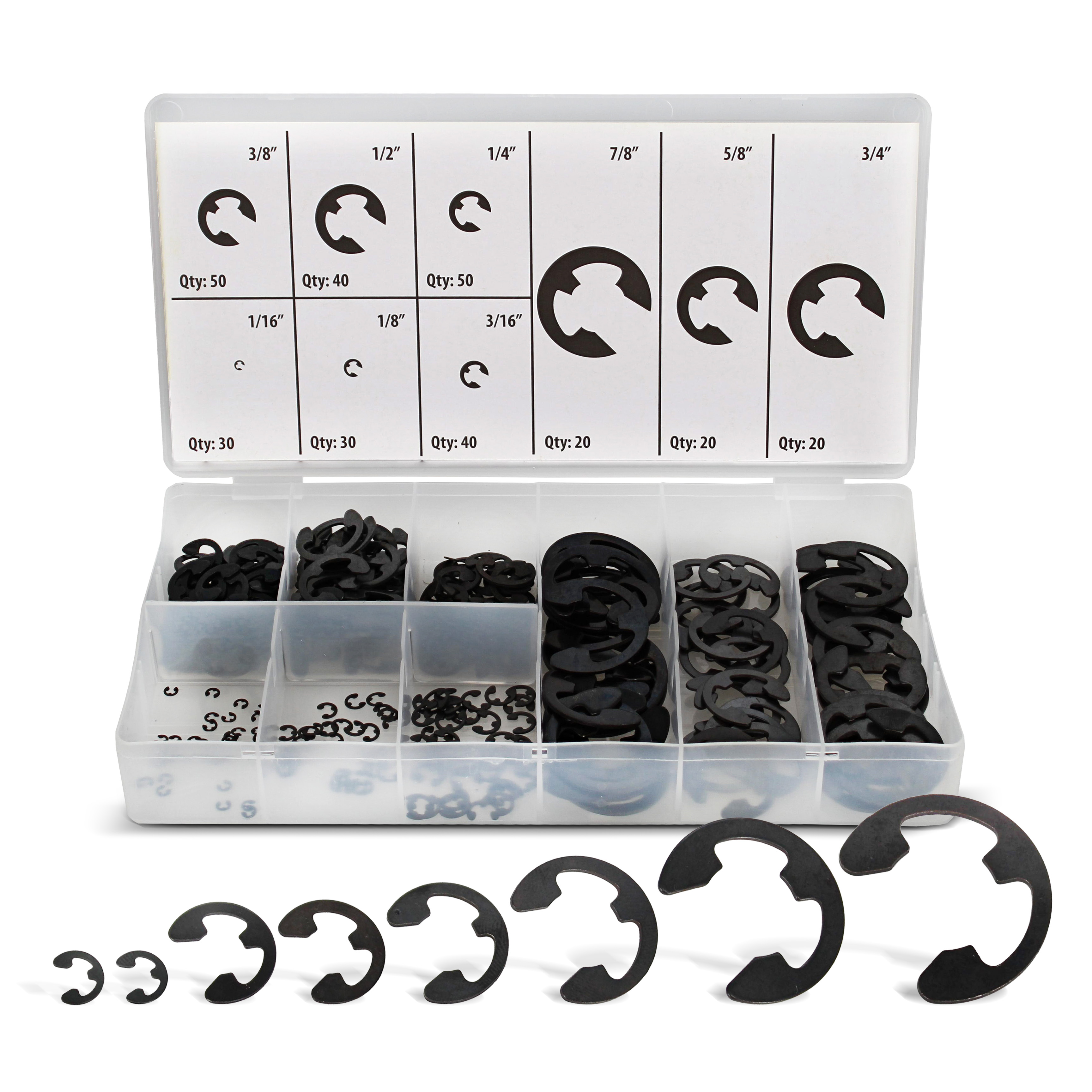 ABN EClip External Retaining Ring Washer 300 pc Assortment SAE