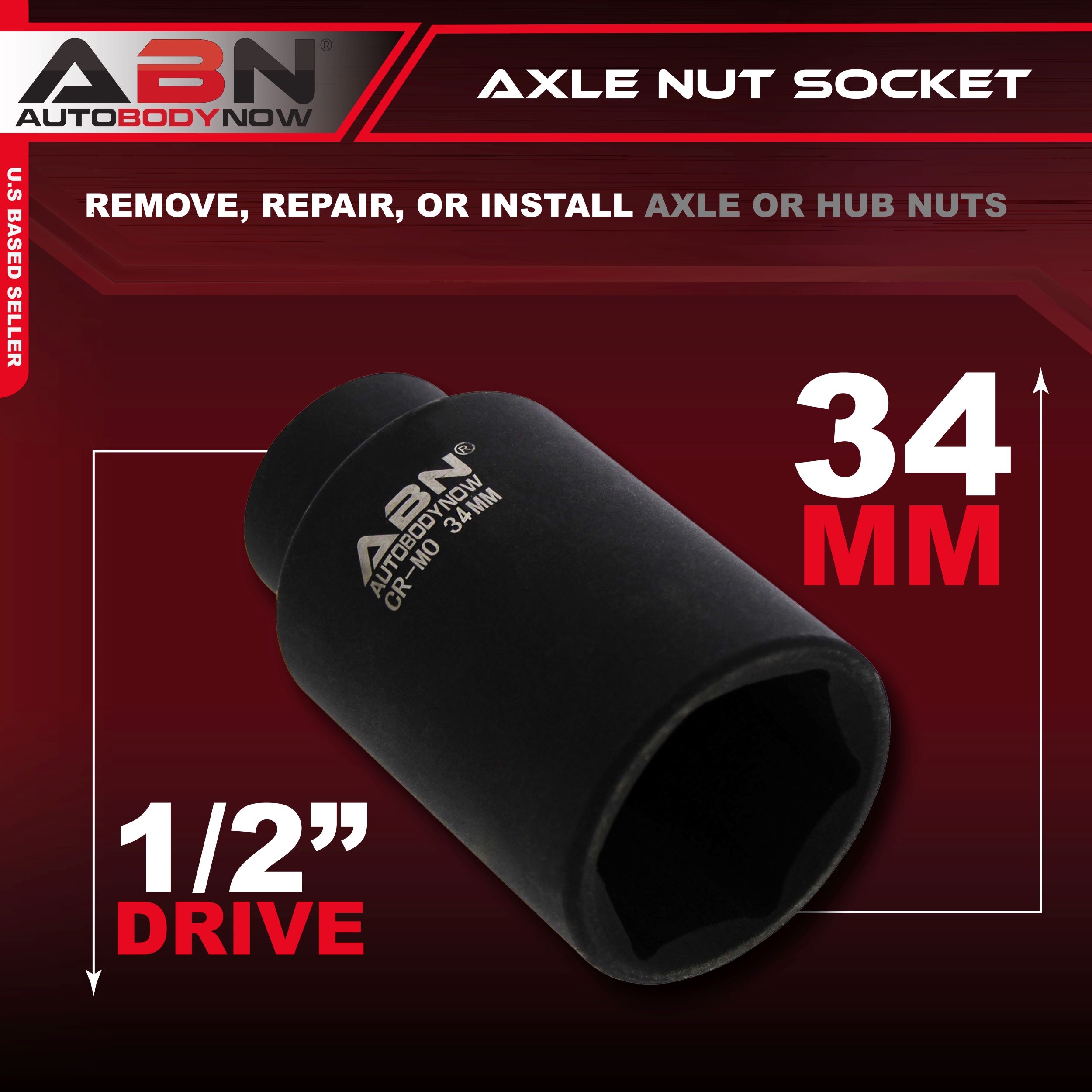 ABN Axle Nut Socket 1/2" Inch Drive Universal for 6pt Axle Nut on