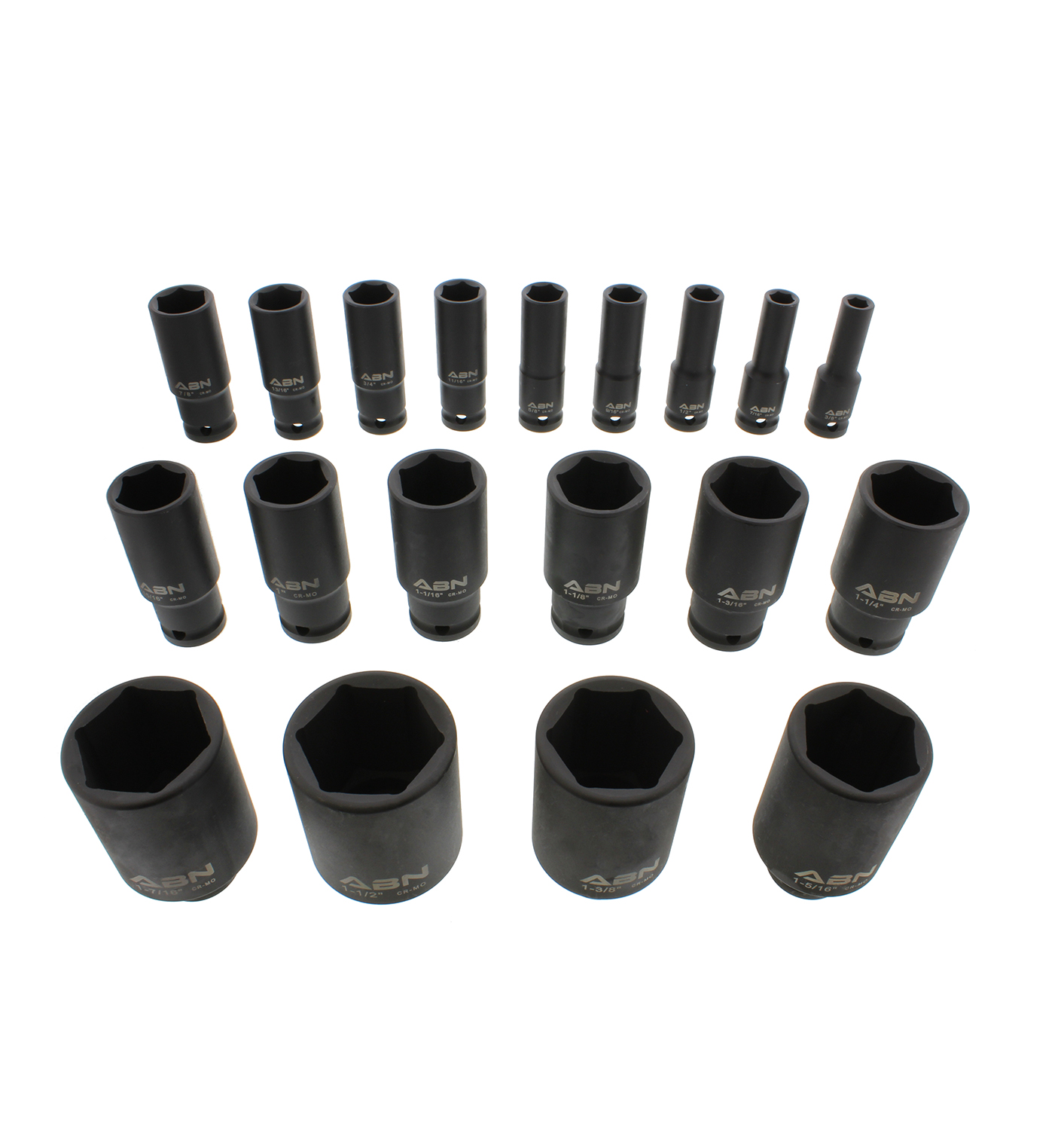 ABN 1/2" Inch Drive Impact Socket Set with Extensions & Swivel Joint