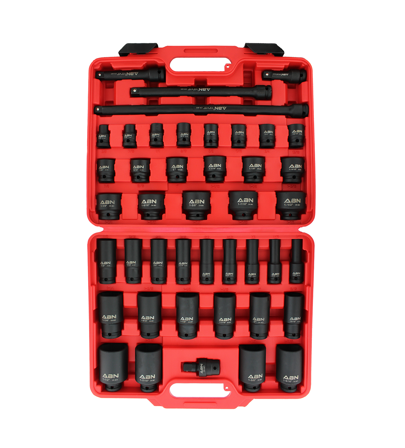 ABN 1/2" Inch Drive Impact Socket Set with Extensions & Swivel Joint