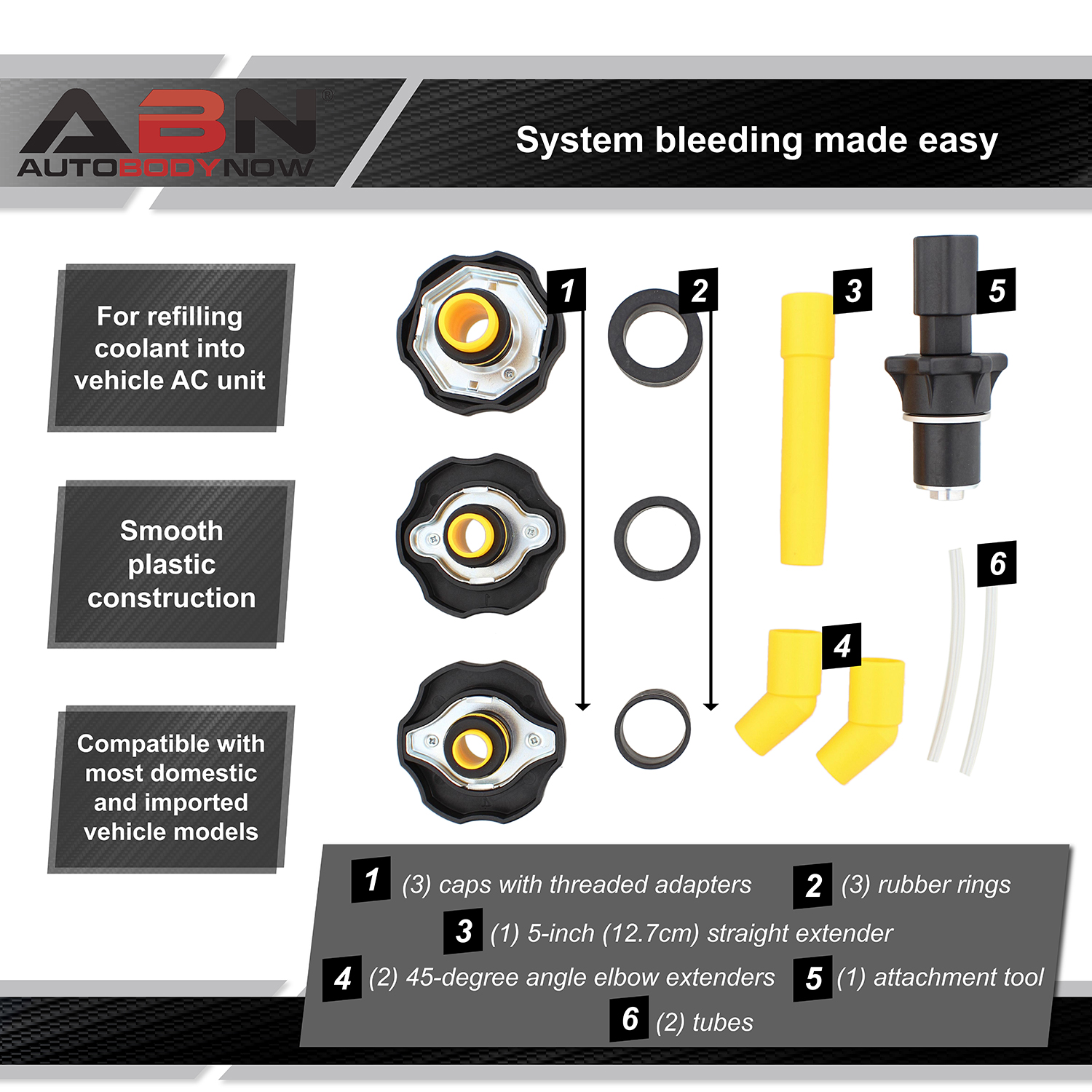 ABN AC Radiator Funnel Fill Kit Spill Proof Coolant Flush Set No
