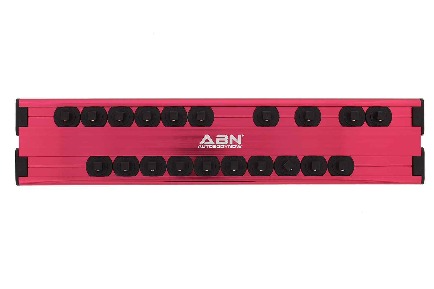 ABN Black Aluminum SAE Standard 1//4in Drive Socket Holder Socket Rail and Clips Tool Organizer