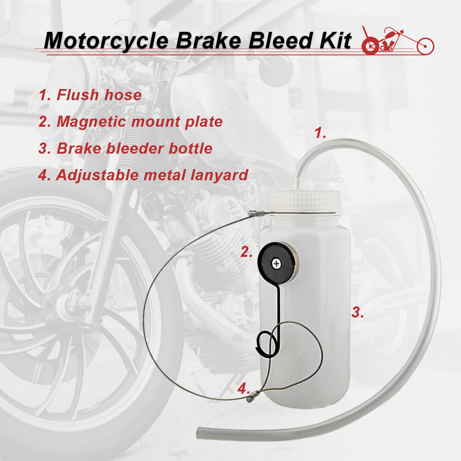 ABN Motorcycle Brake Bleeder Kit 16 oz Manual Brake Bleeding Kit