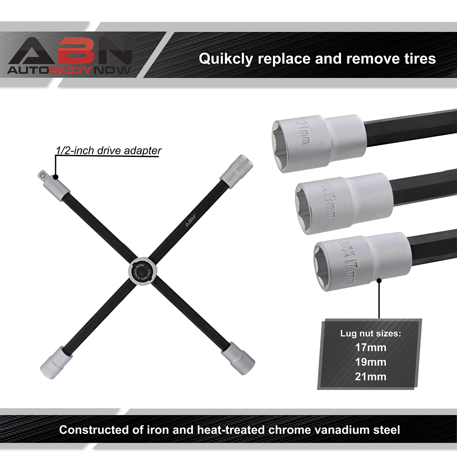 ABN Double Power Lug Nut Wrench 4 Way Lug Wrench Tire Wrench Tire Iron eBay