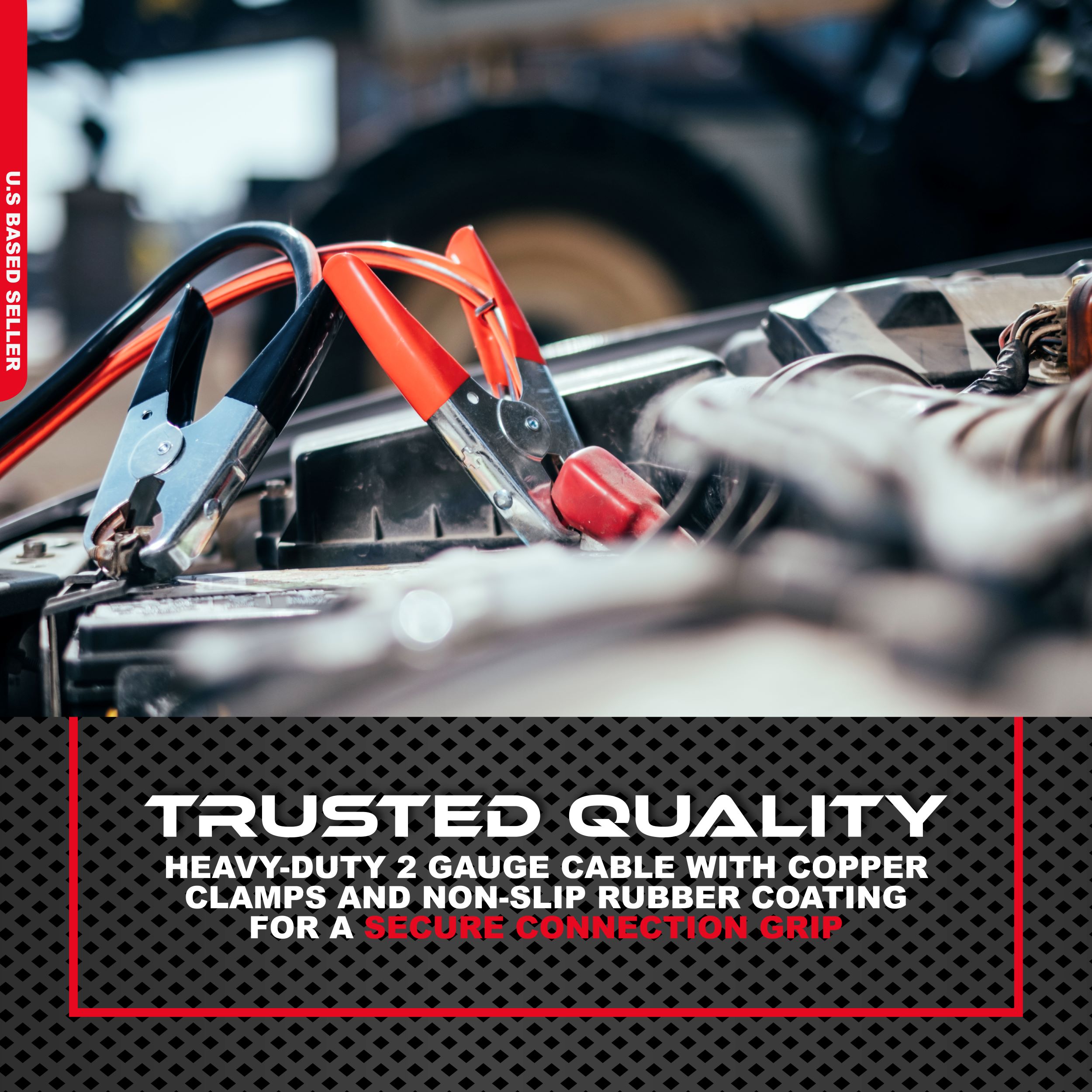 ABN Jumper Cables 25’ Feet Long 2-Gauge 600 AMP Motorcycle / Car Booster Cables