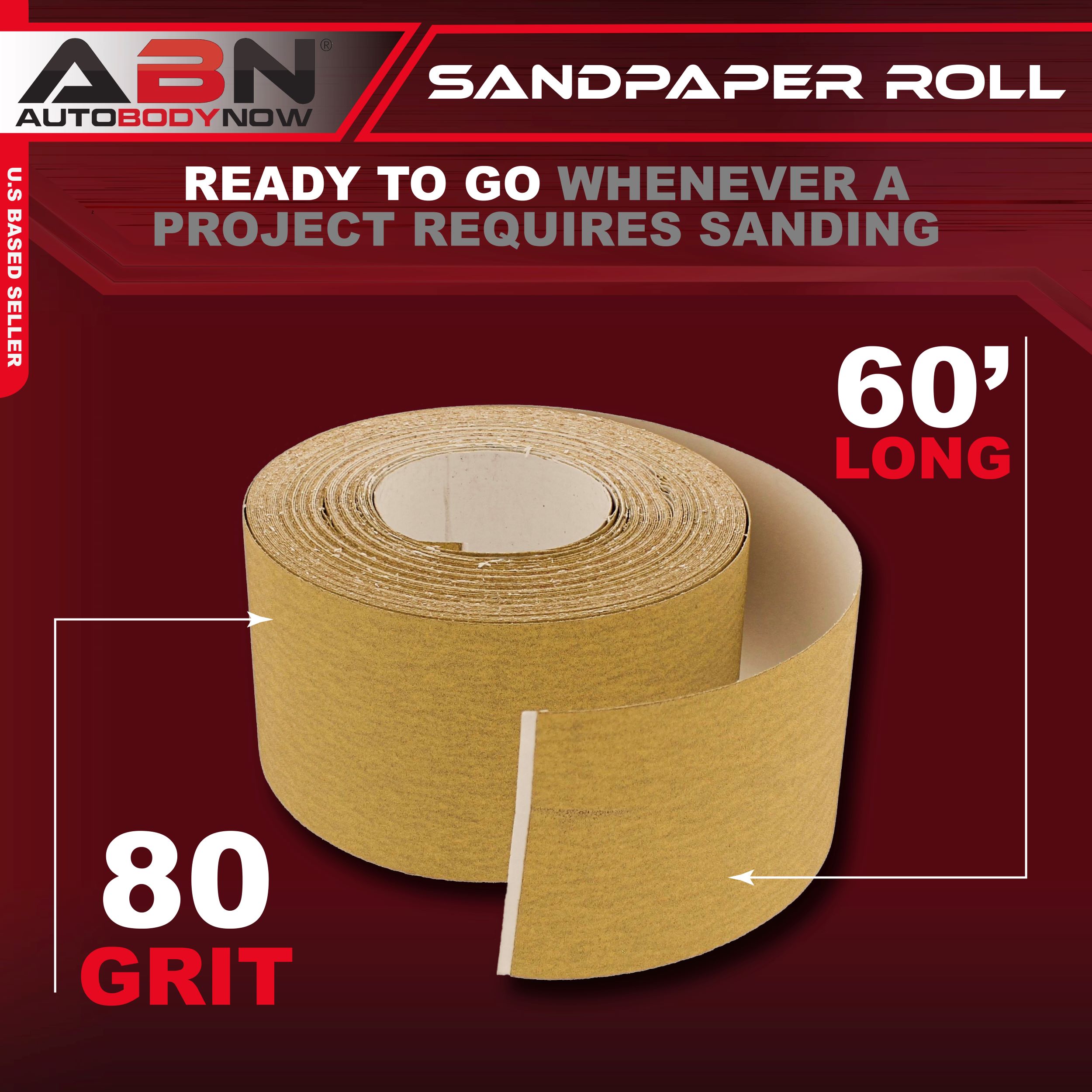 ABN Adhesive Sandpaper Roll 2-3/4” Inch x 20 Yards Aluminum Oxide PSA