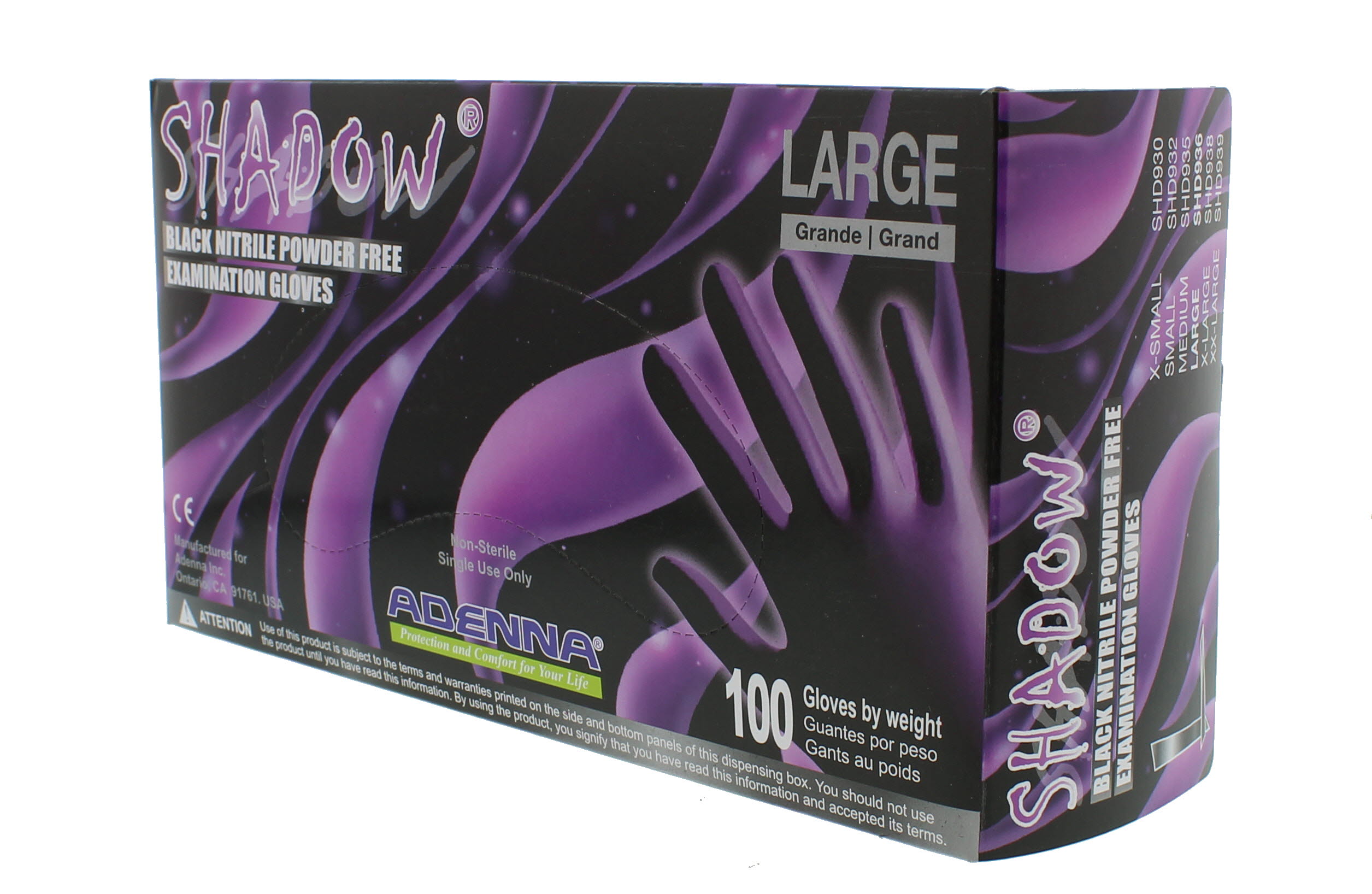 Adenna SHADOW Black Nitrile PF Exam Gloves SHDLarge 653195329366 eBay