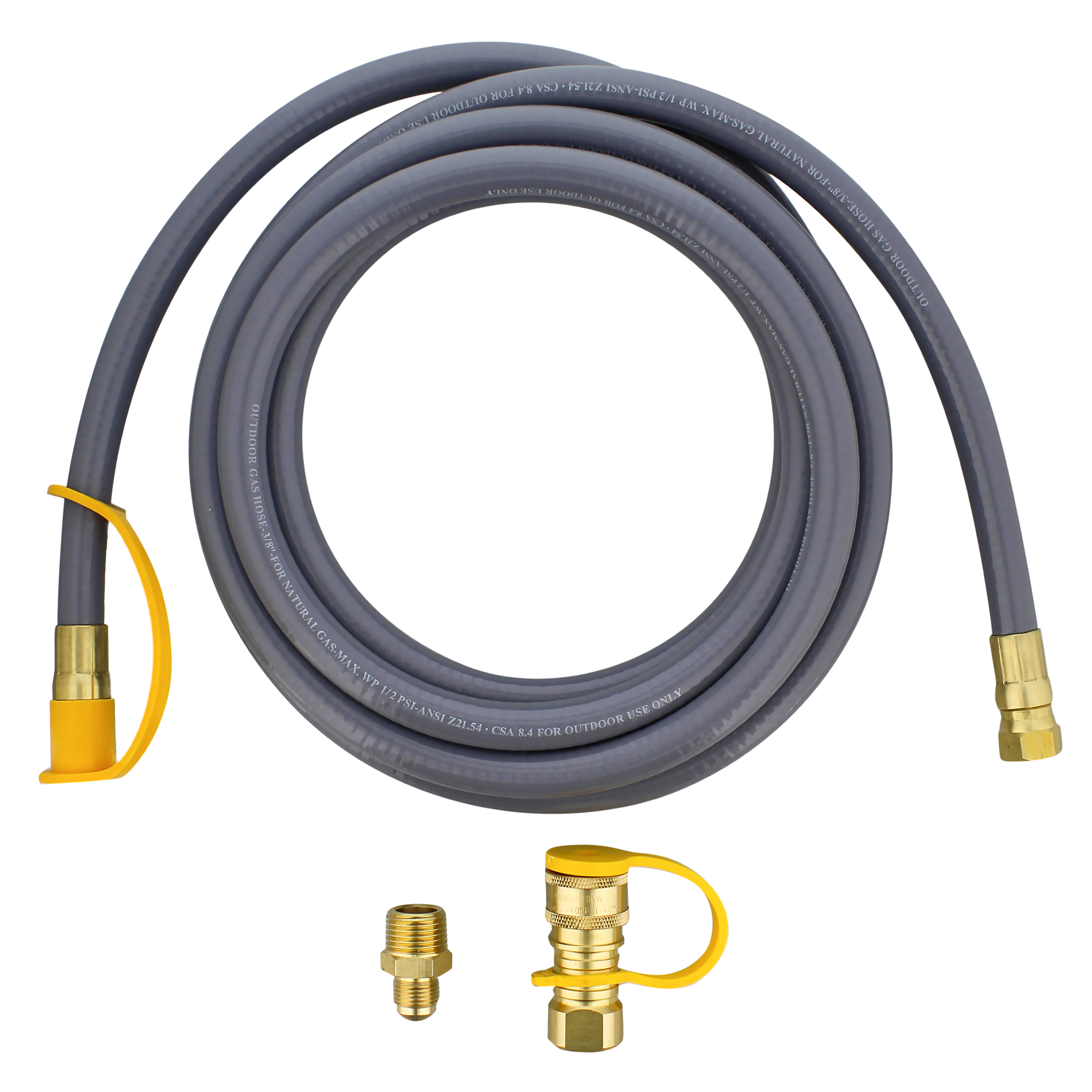 BISupply Natural Gas Grill Hose 12ft 3/8in Female Flare to 3/8in Male