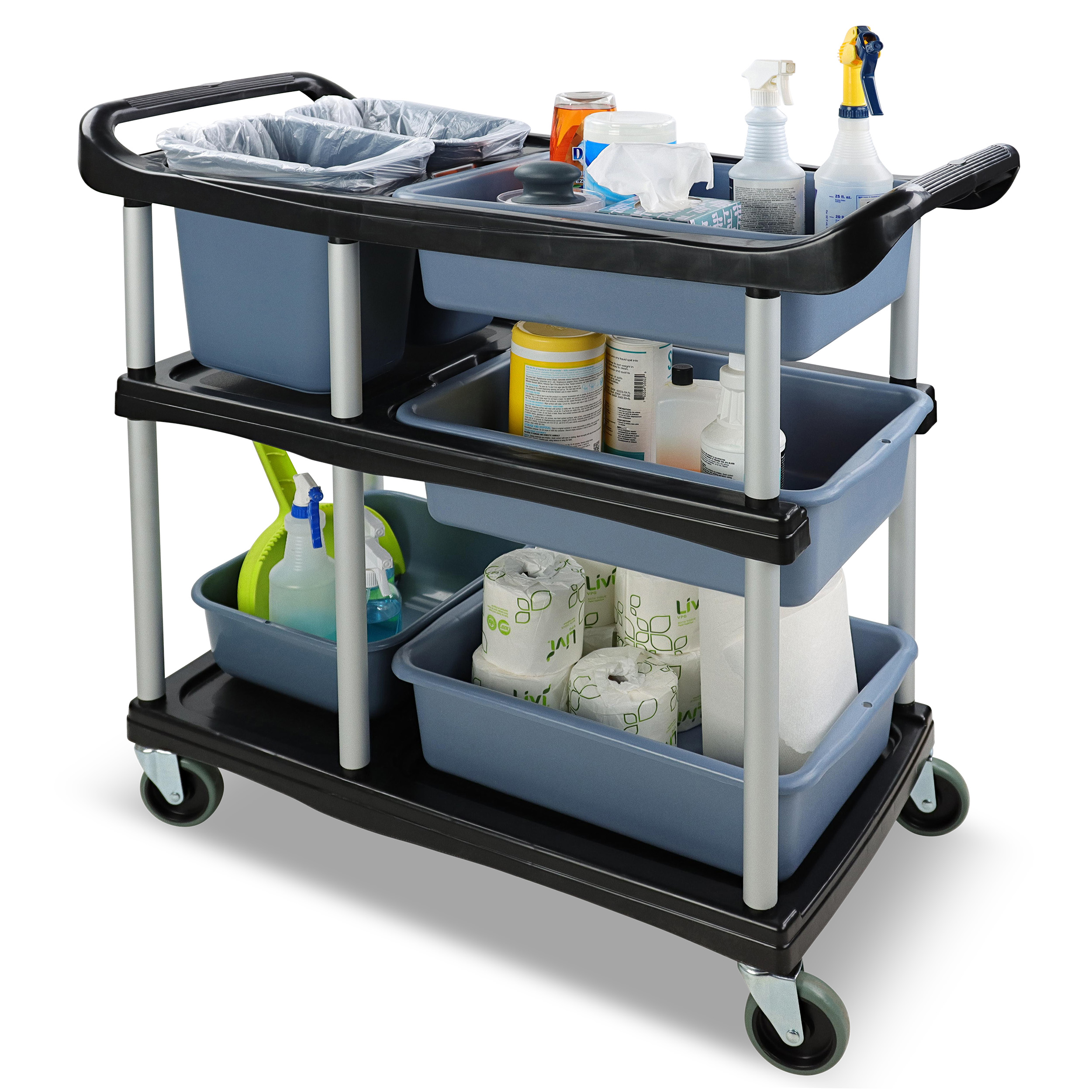 BISupply 3-Tier Rolling Cart With Wheels – Folding Utility Cart For Home, Office, Kitchen & More - View #6