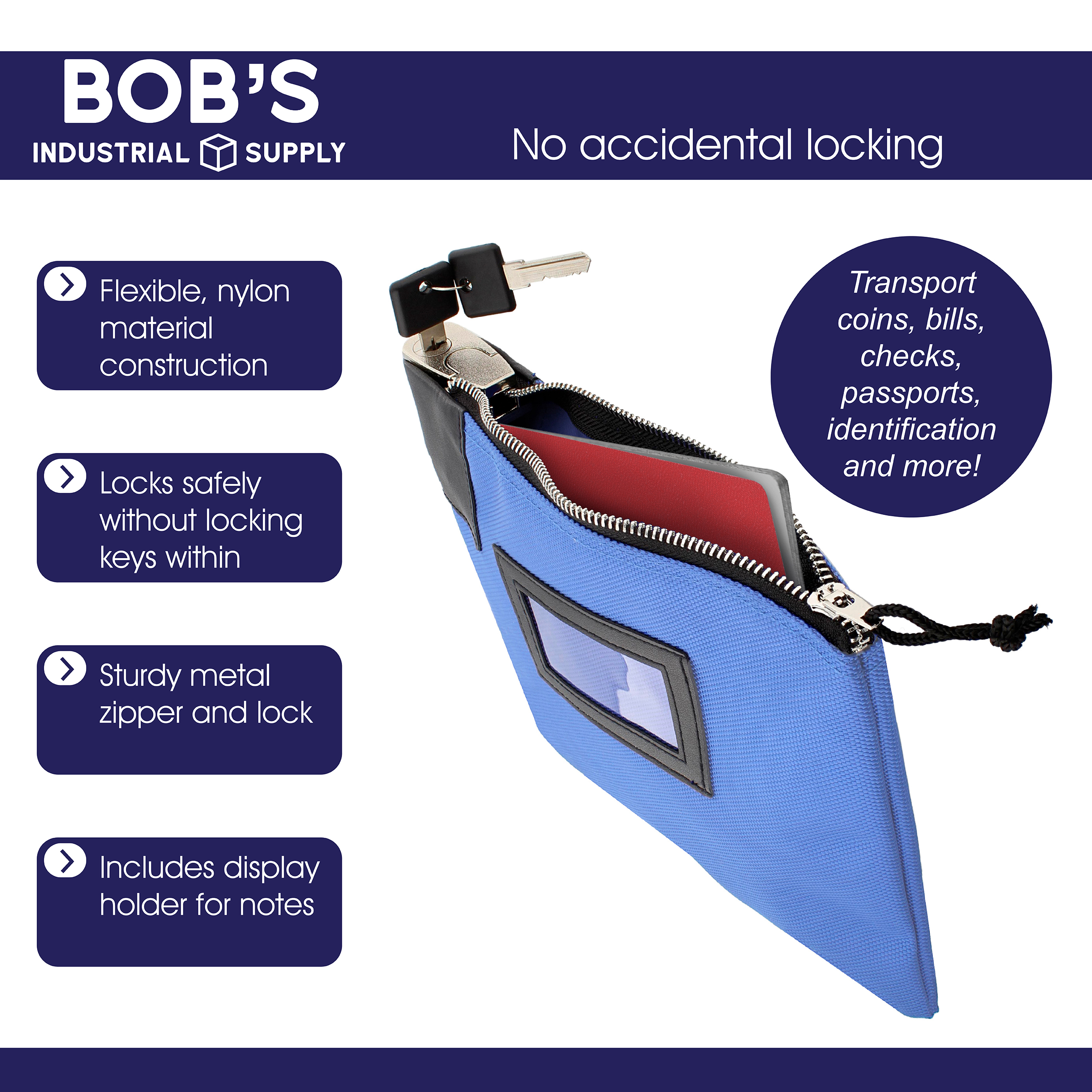 BISupply Locking Money Bag Lock Bag Bank Bag with Lock Cash Bag in