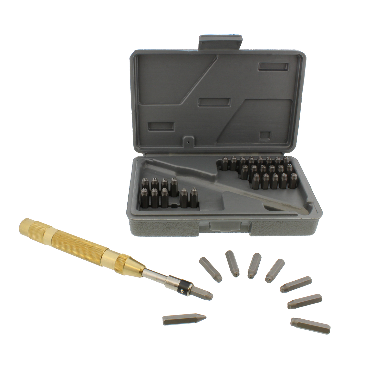 DCT Metal Stamping Stamps & Punch Handle 37pc Tool Kit Emboss Engrave