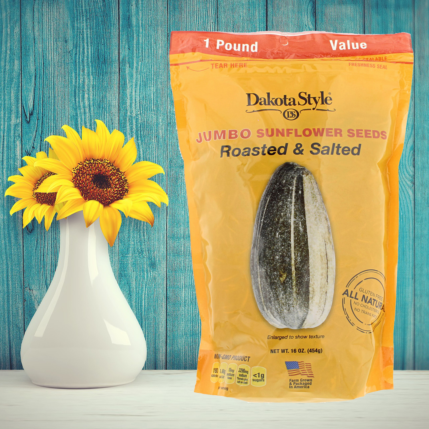 Dakota Style Jumbo InShell Sunflower Seeds, Original, 16 Ounce (Pack