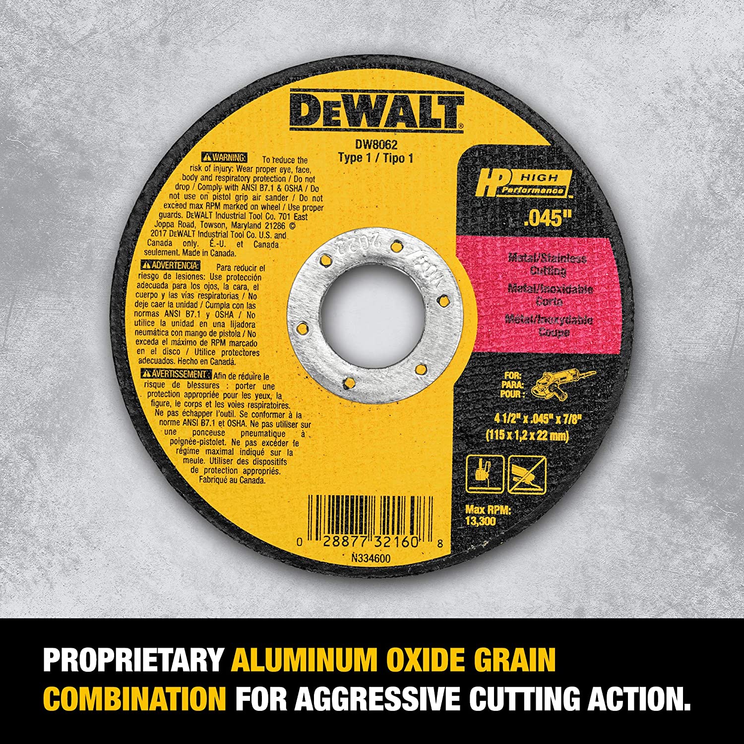 DEWALT Cutting Wheel, General Purpose Metal Cutting, 41/2Inch, 5Pack