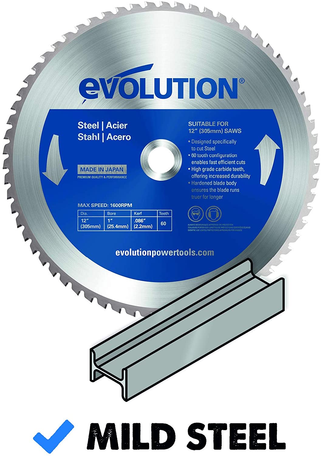 Evolution Power Tools 12BLADEST Steel Cutting Saw Blade, 12Inch x 60