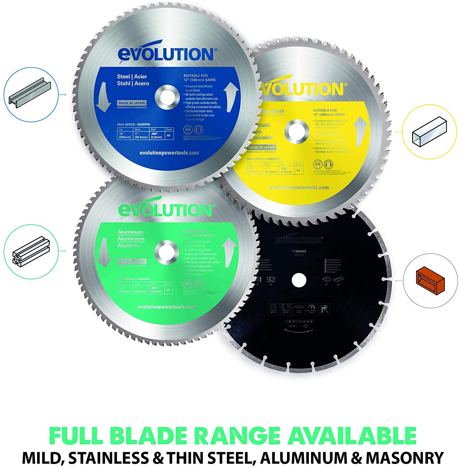 Evolution Power Tools 12BLADEST Steel Cutting Saw Blade, 12Inch x 60