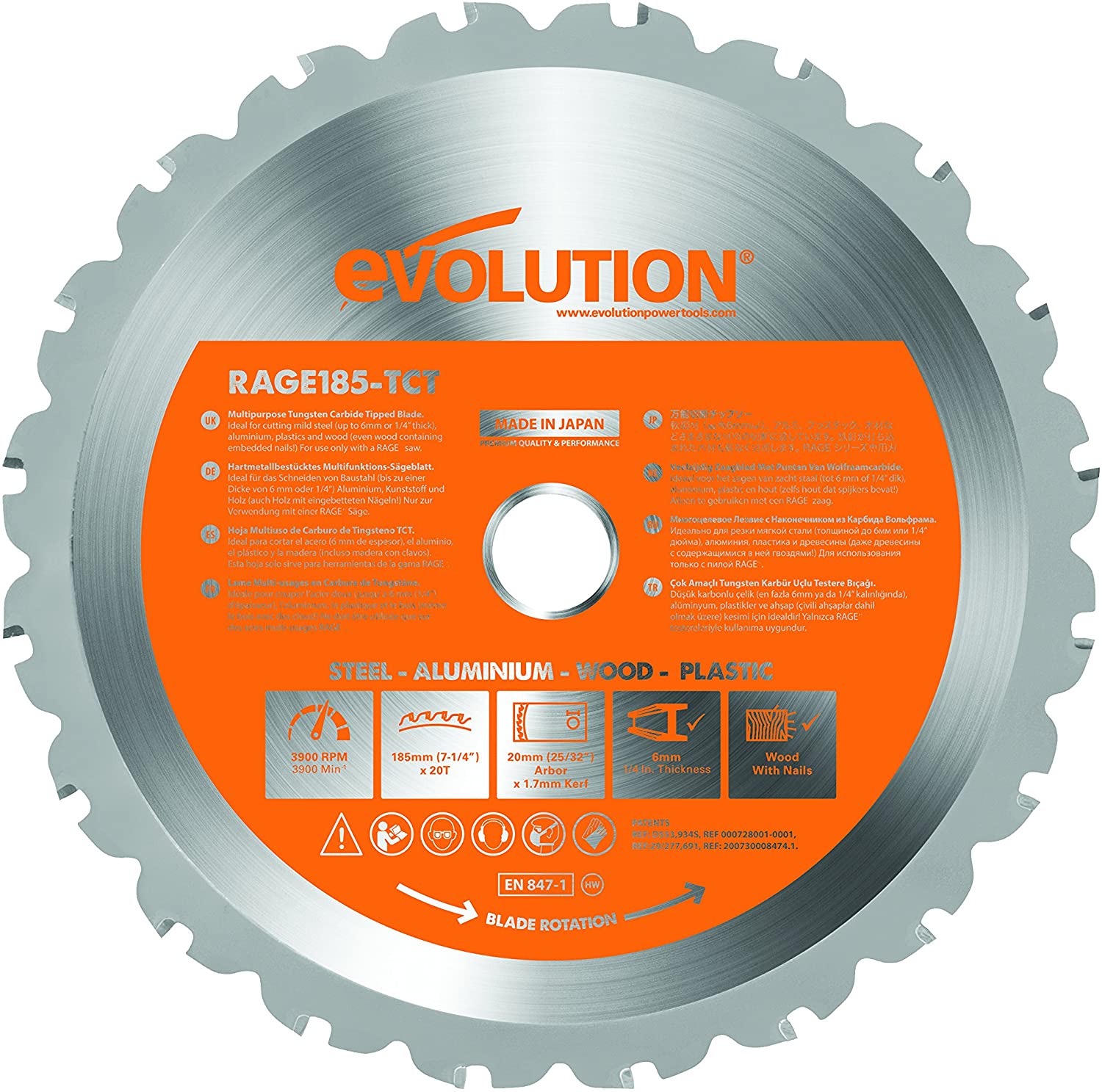 Evolution Saw Multipurpose RAGE3 Blade, 10 Inch Circular Saw Blade