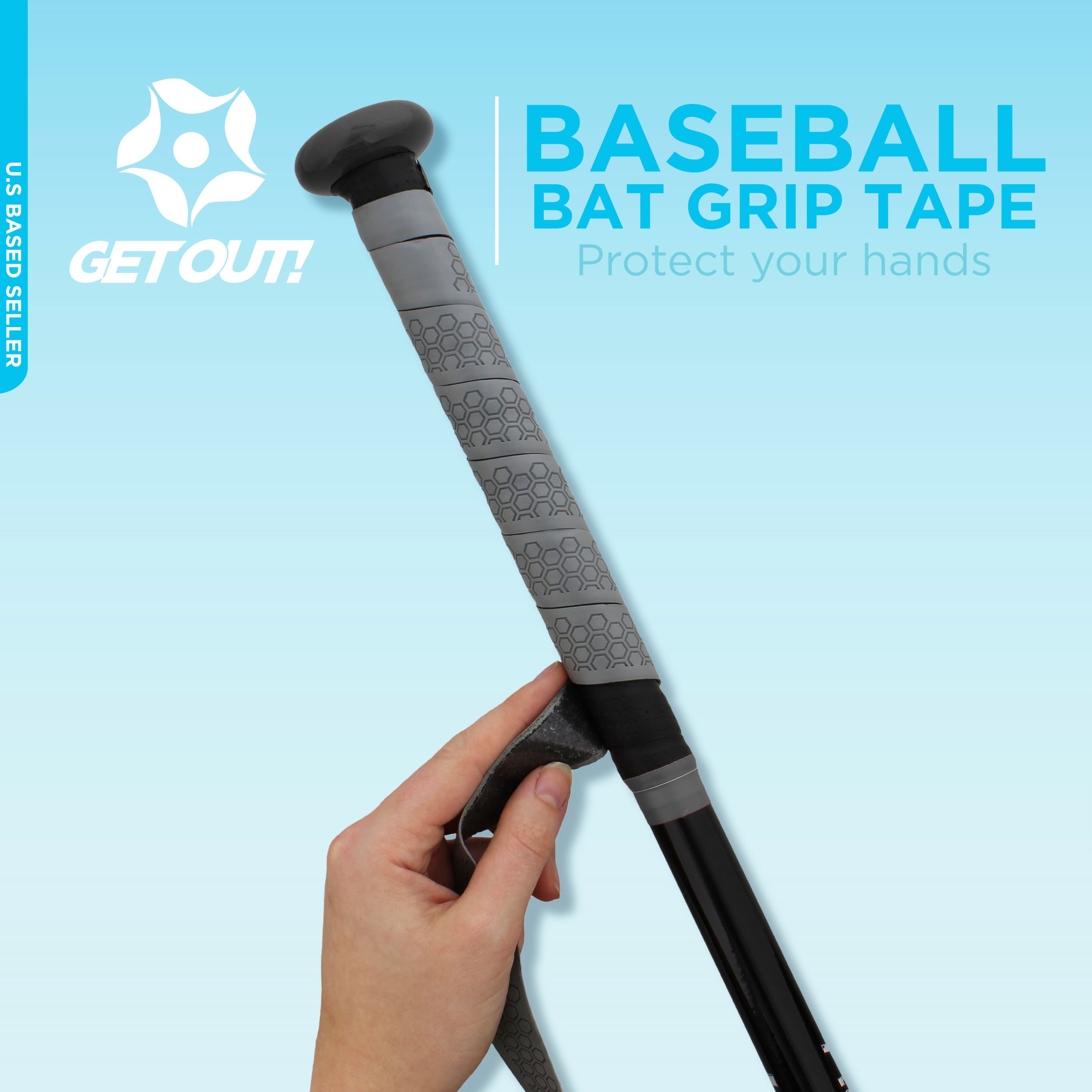 Get Out! Baseball Bat Grip Tape 43in Grey Sport Handle Grip Wrap Tape eBay