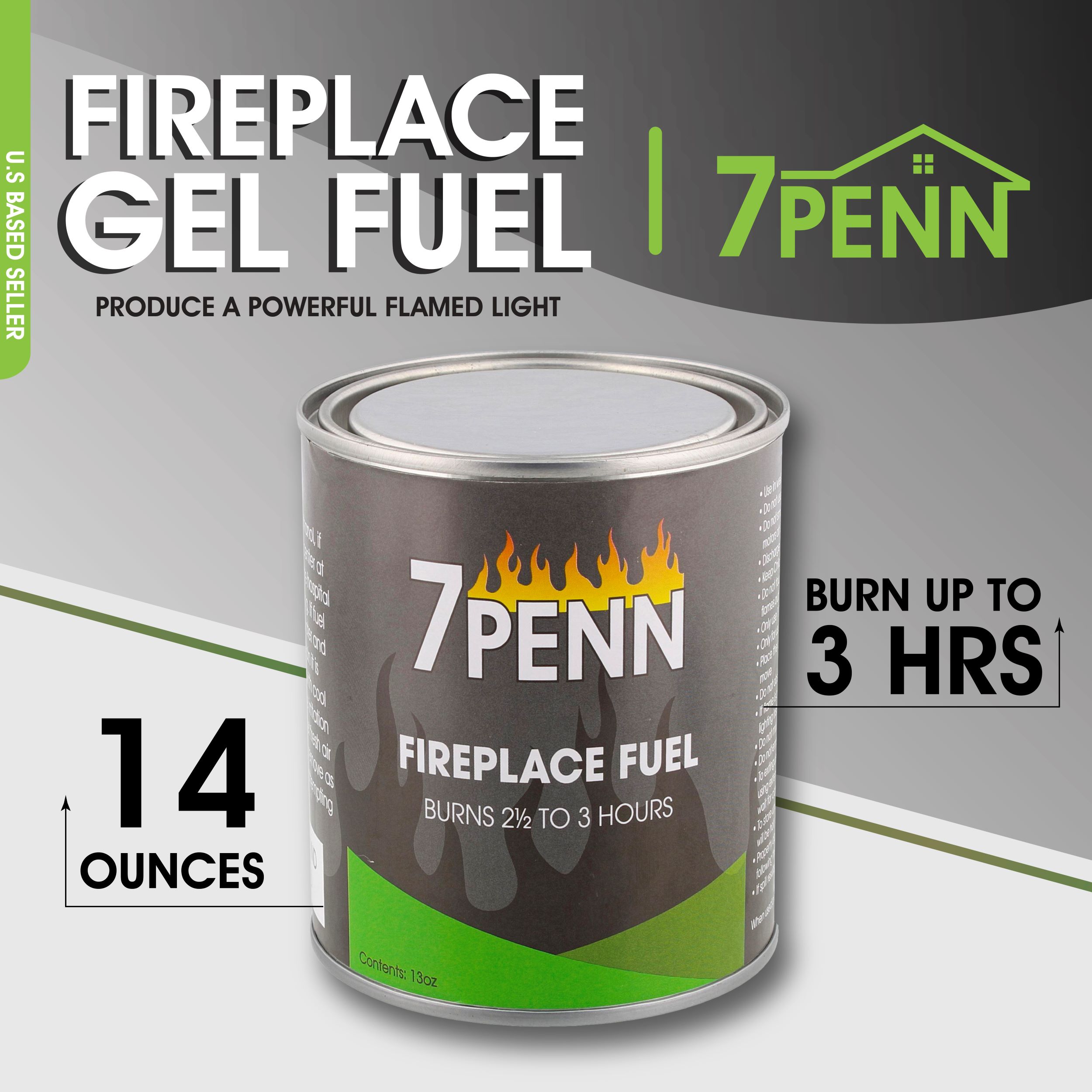 7Penn Gel Fireplace Fuel Cans, 13oz 12Pk Fire Pit Gel Fuel Cans for
