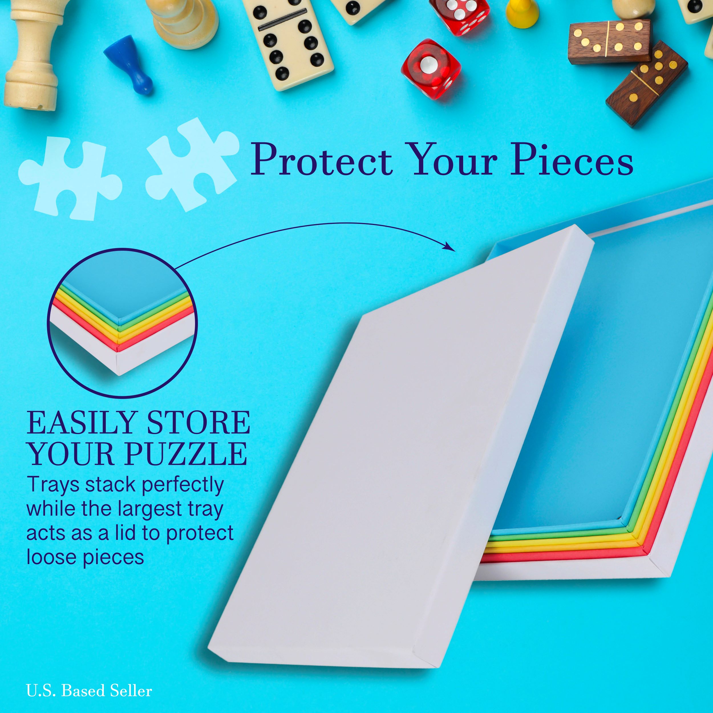 Jigitz Puzzle Sorter Trays 7 Puzzle Tray Organizer Boxes for 1500pc