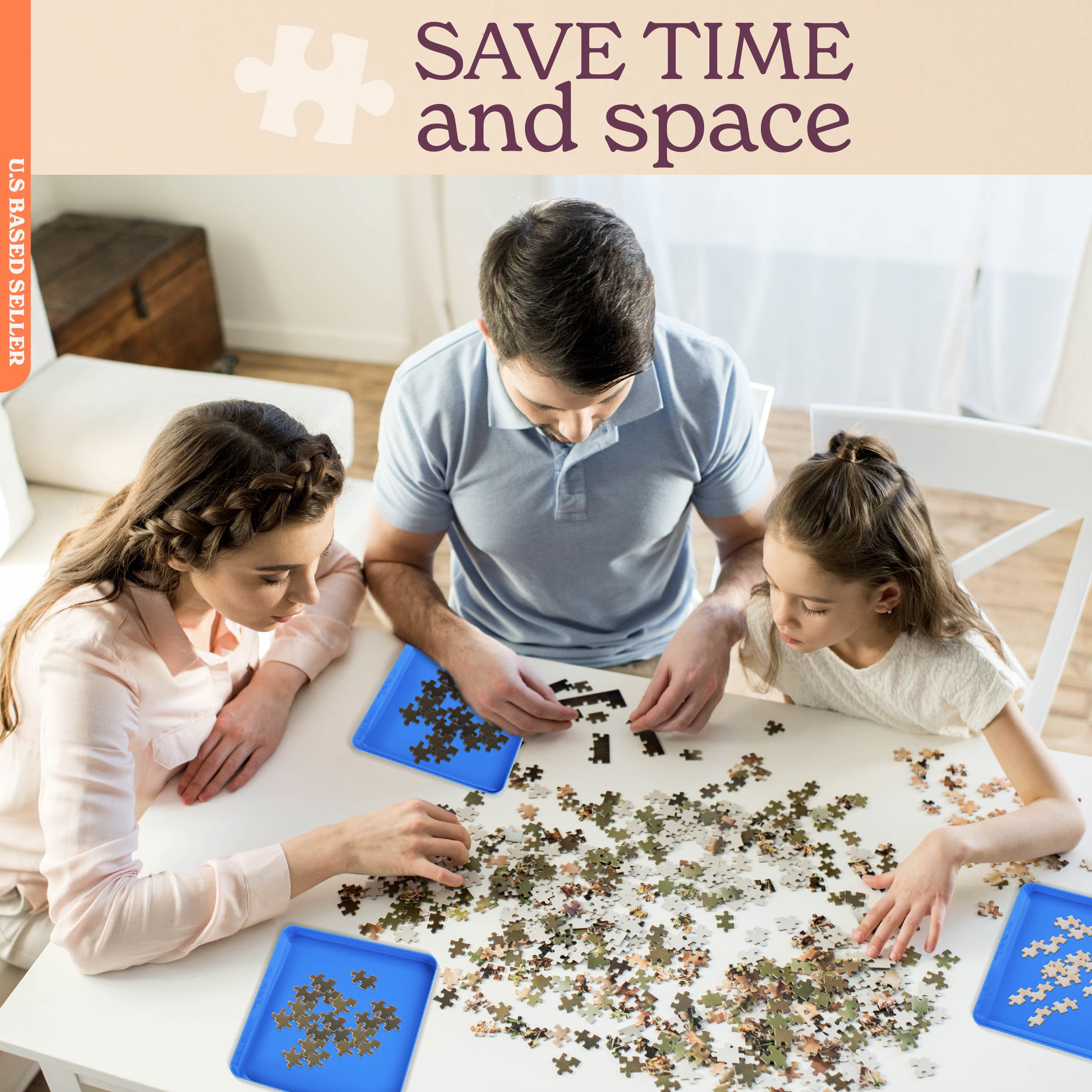 Jigitz Jigsaw Puzzle Sorter Trays 6PK Plastic Puzzle Organizer Trays