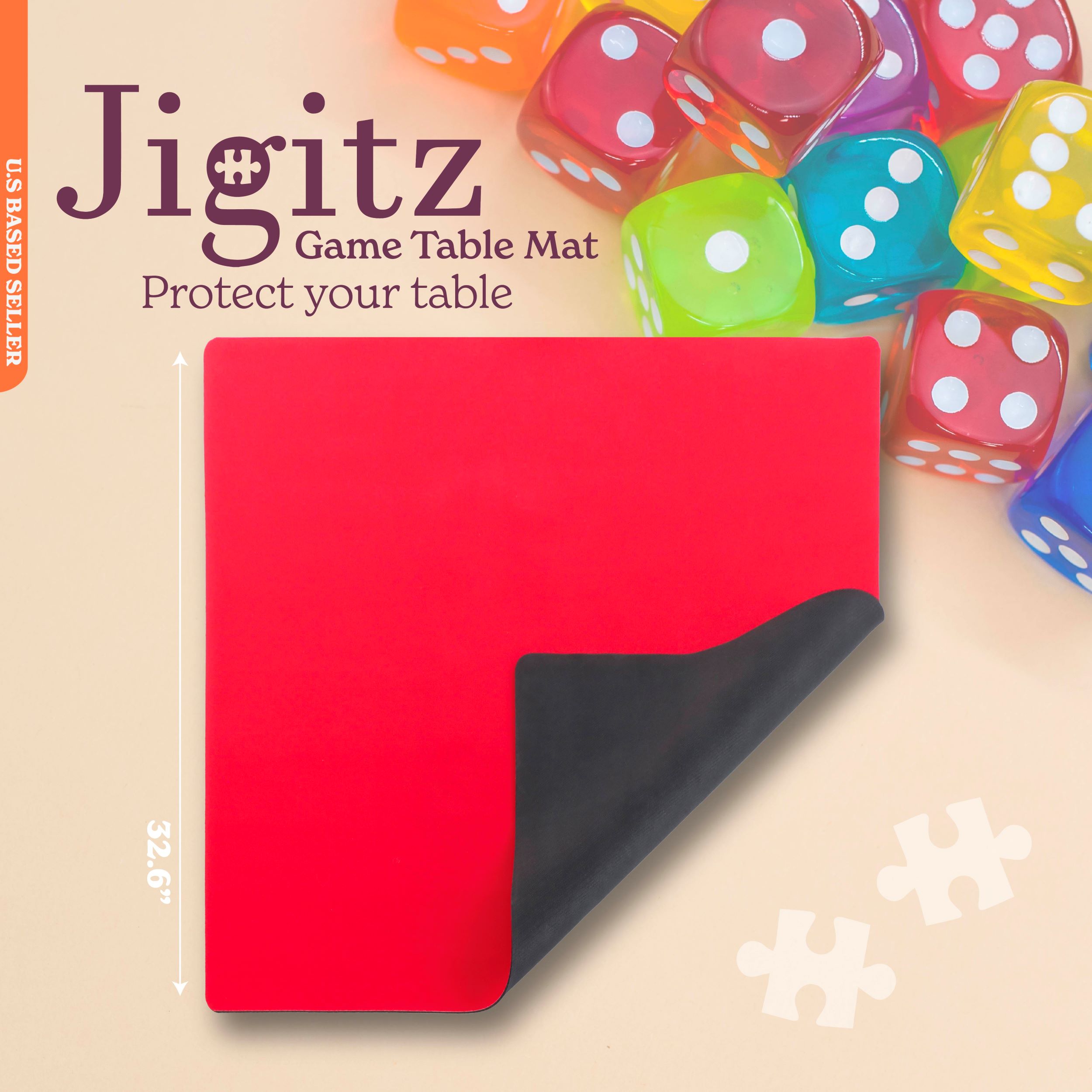 Jigitz Table Game Mat Red Board Game Table Cover Mat 32.6in x 32.6in