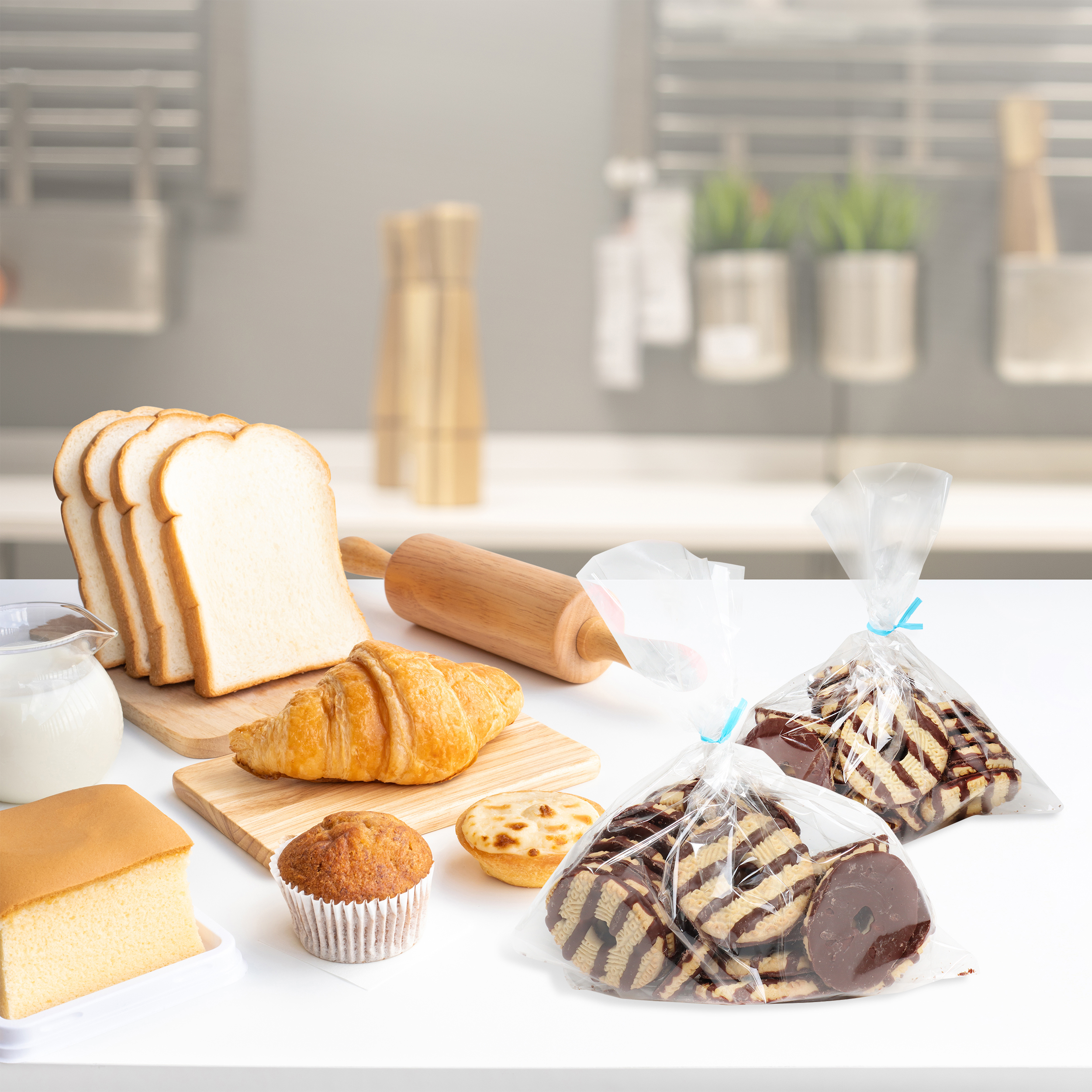 Lot45 Large Clear Treat Bags with Ties Cookie Bags Bakery Bag 9x12